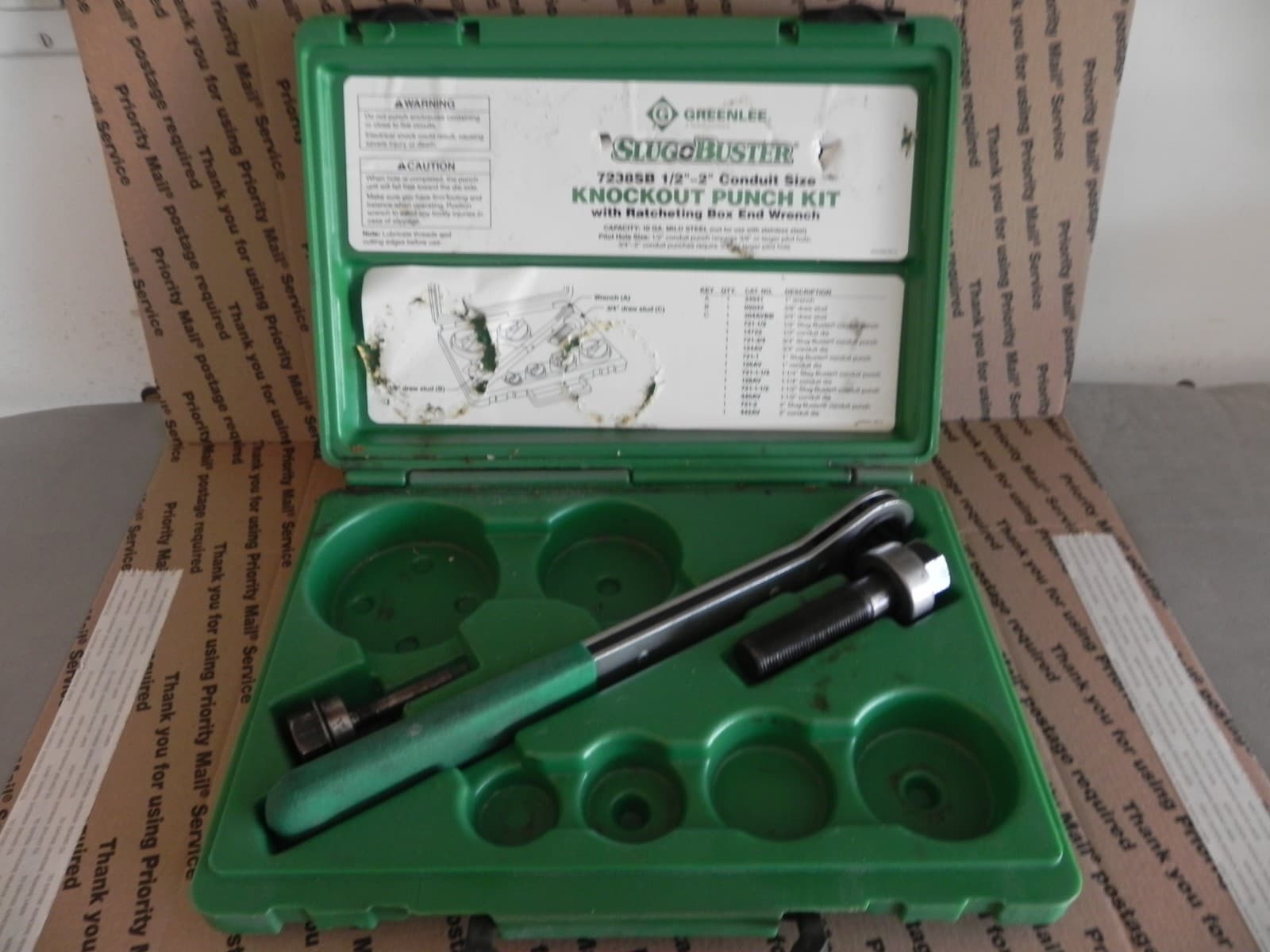 Greenlee 7238SB empty case with ratchet and two studs. No punch or dies 4