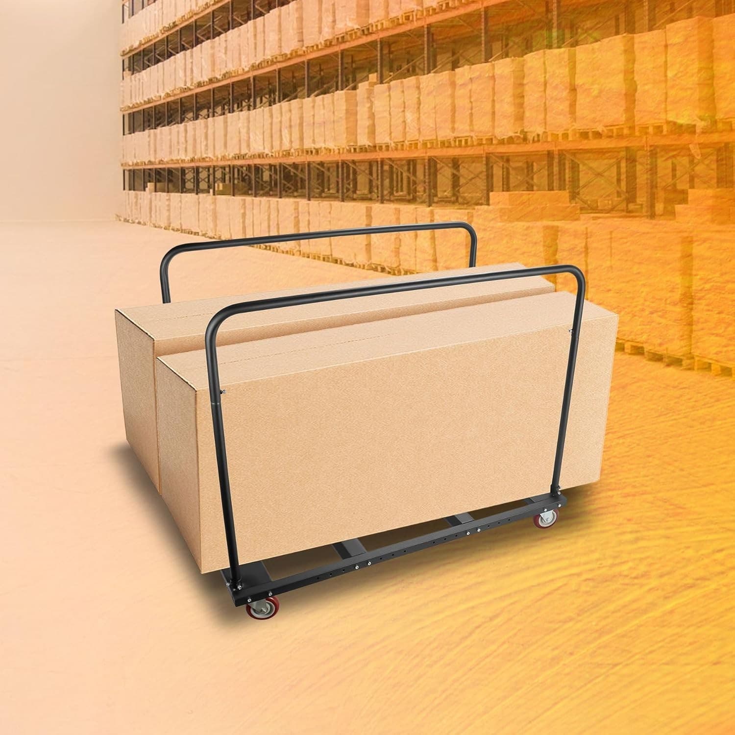 Folding Table Cart Locking Wheels for Round Folding Table 60 Inch, Black 2