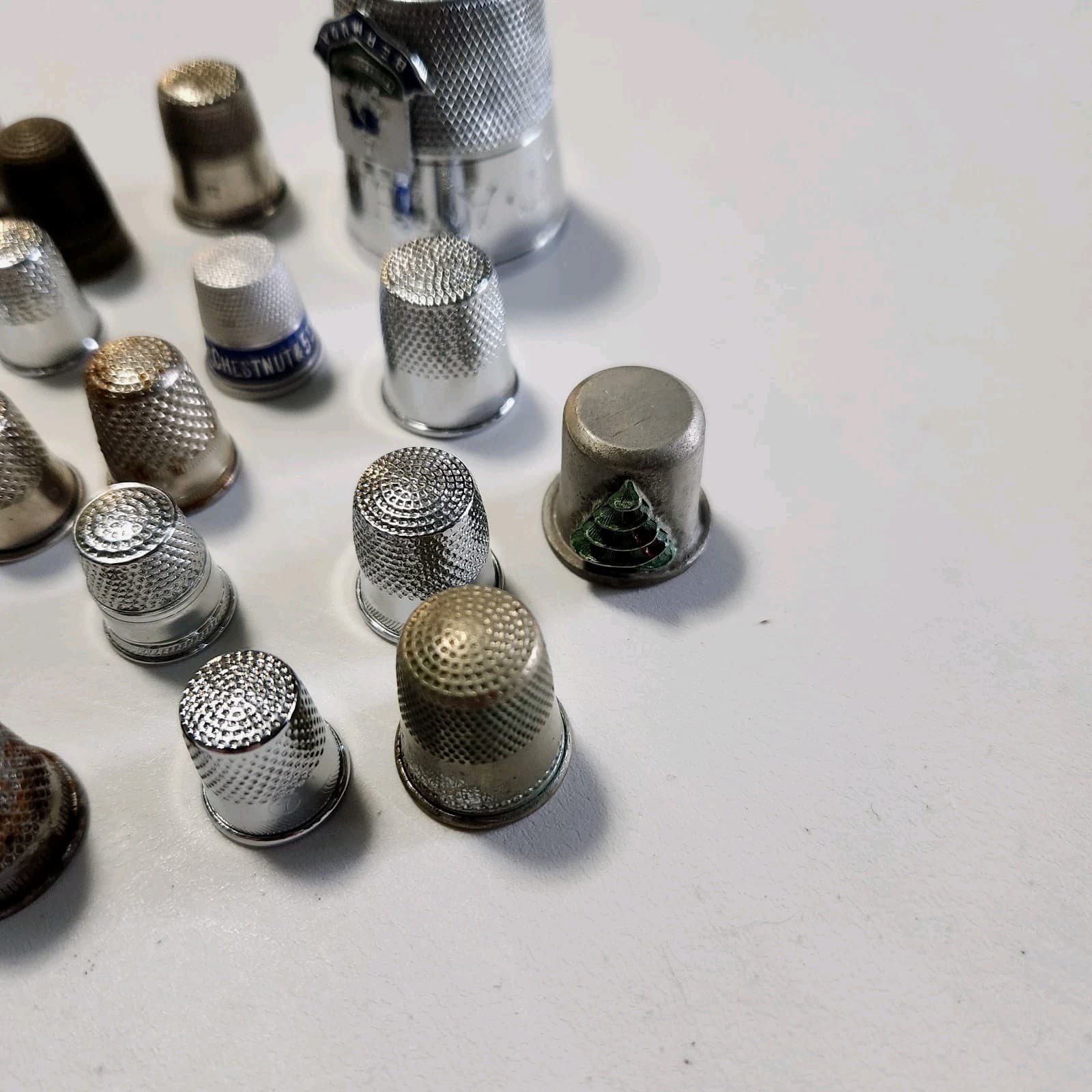 Metal Thimbles Lot Of  20 Vintage Mixed Metals 3