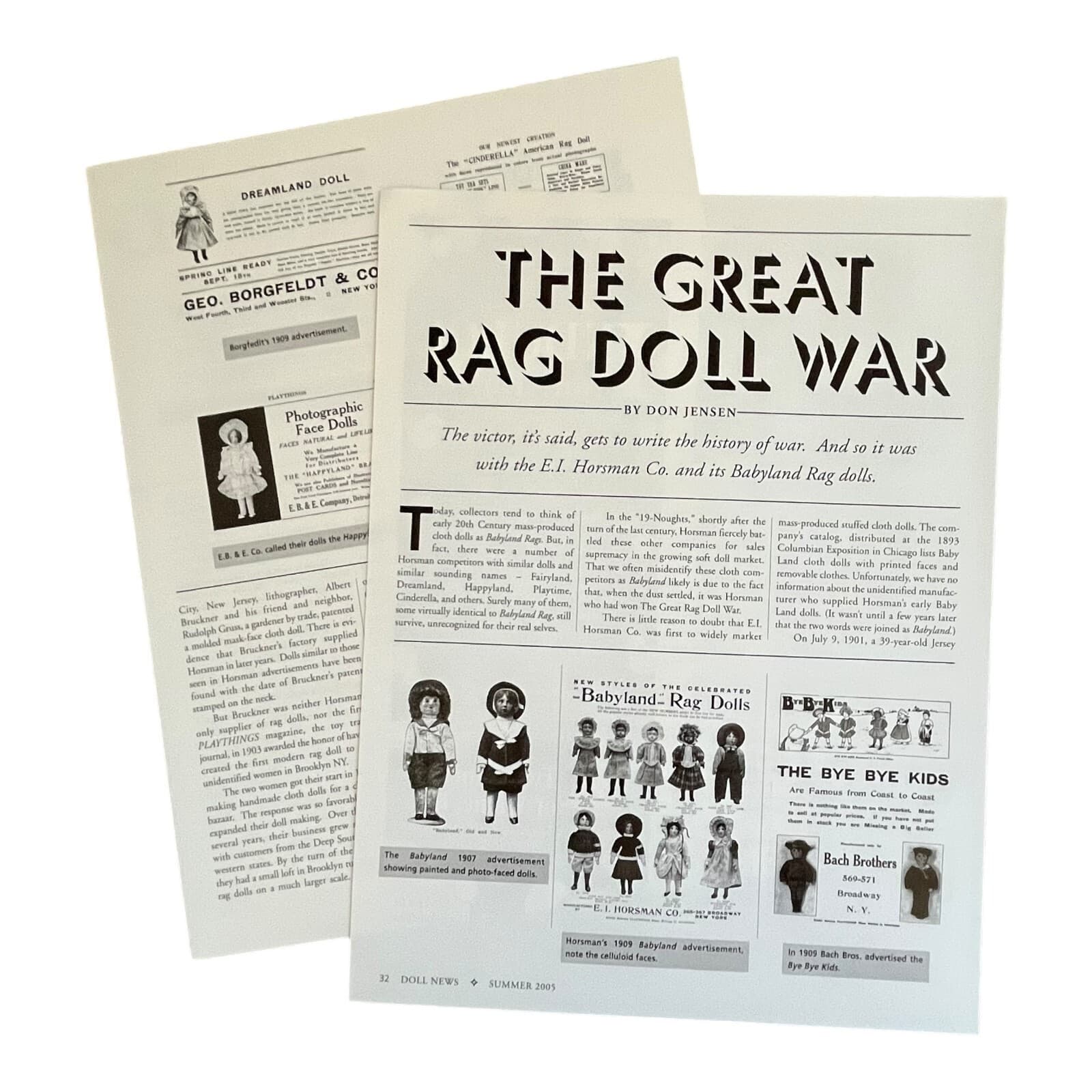Vintage Antique Rag Dolls History Article 4 Pages with Photos 4