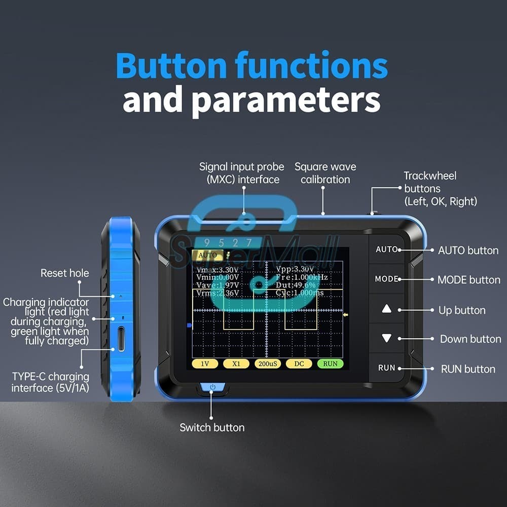 FNIRSI DSO152 Handheld Mini Oscilloscope Type-C Portable Digital Oscilloscope US 3
