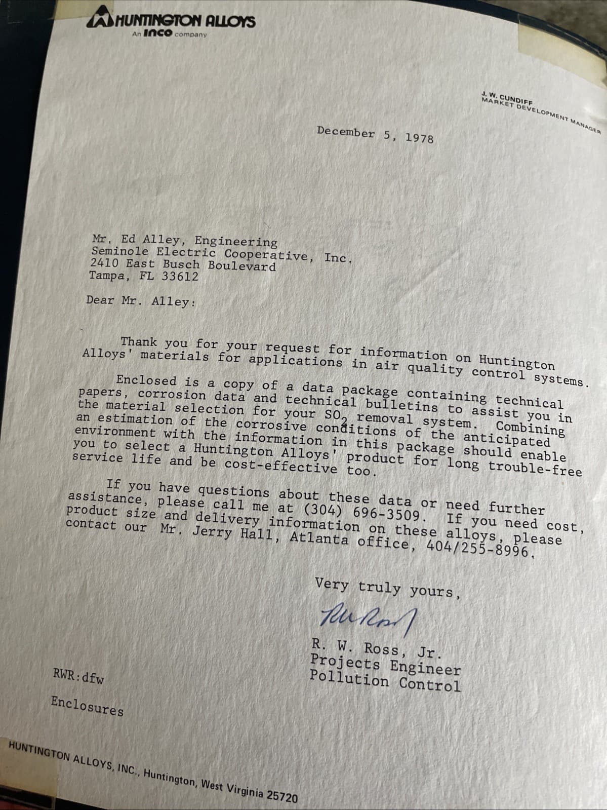 1978 HUNTINGTON ALLOYS for SO2 SERVICE Confidential Ephemera DATA Bulletins RARE 3