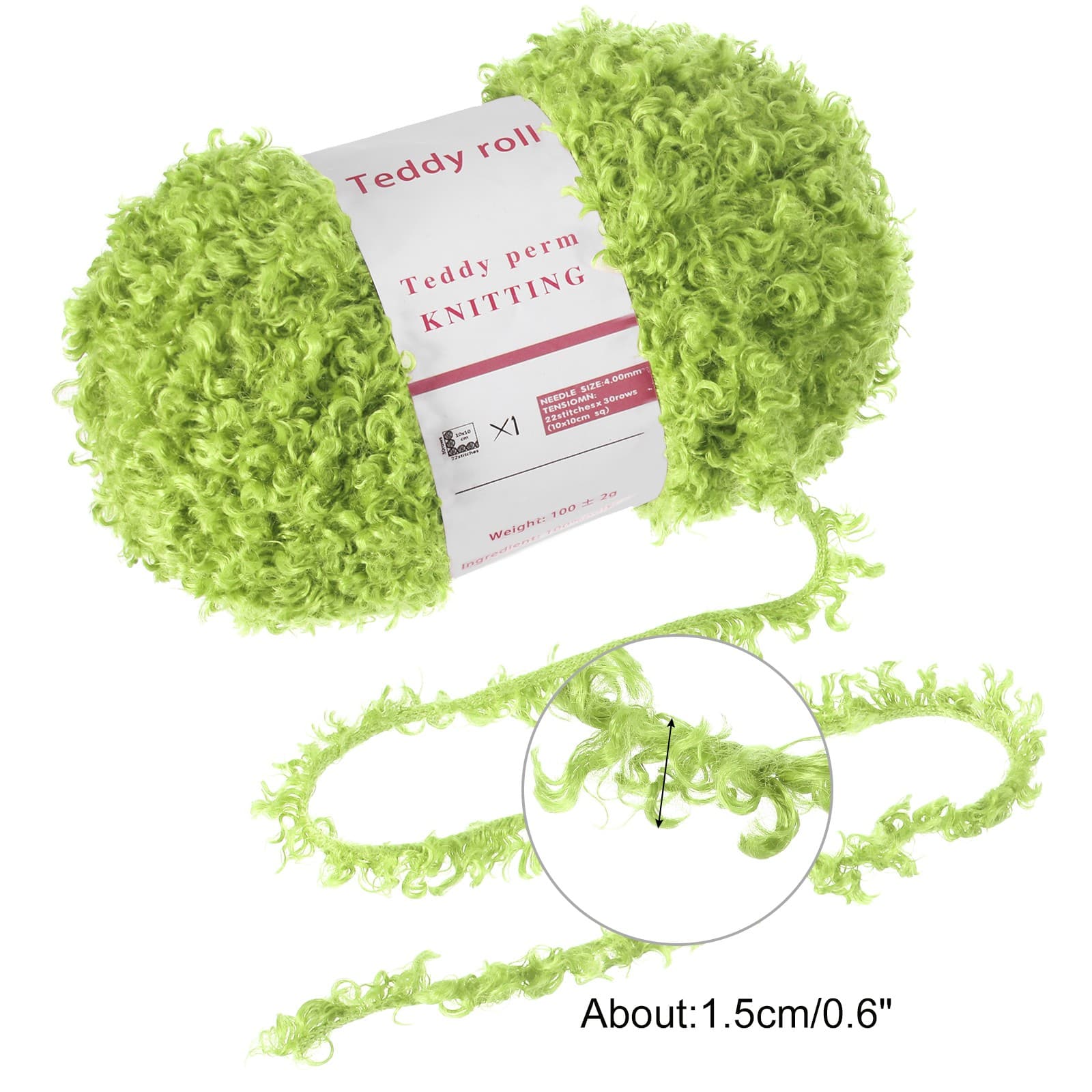 2pcs Fur Yarn Polyester Yarn Fluffy Chunky Yarn Light Green for Crocheting,50m 2