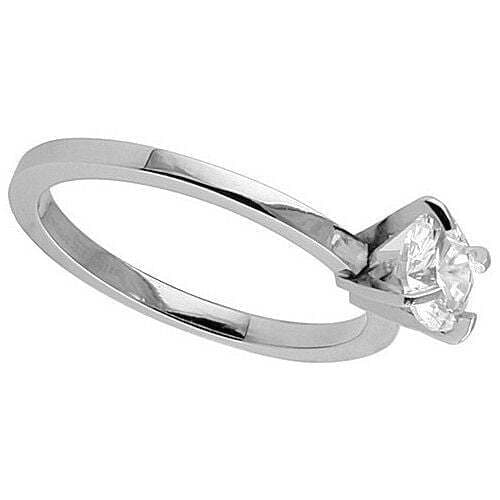 Jackie: 1.0ct Brilliant-cut Ice on Fire CZ Steel Engagement Ring 2