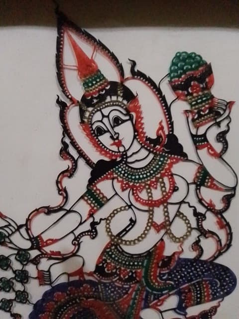 Vintage Asian Indian Framed Art Embroidery Gold Frame Colour / 32x28 cm  3