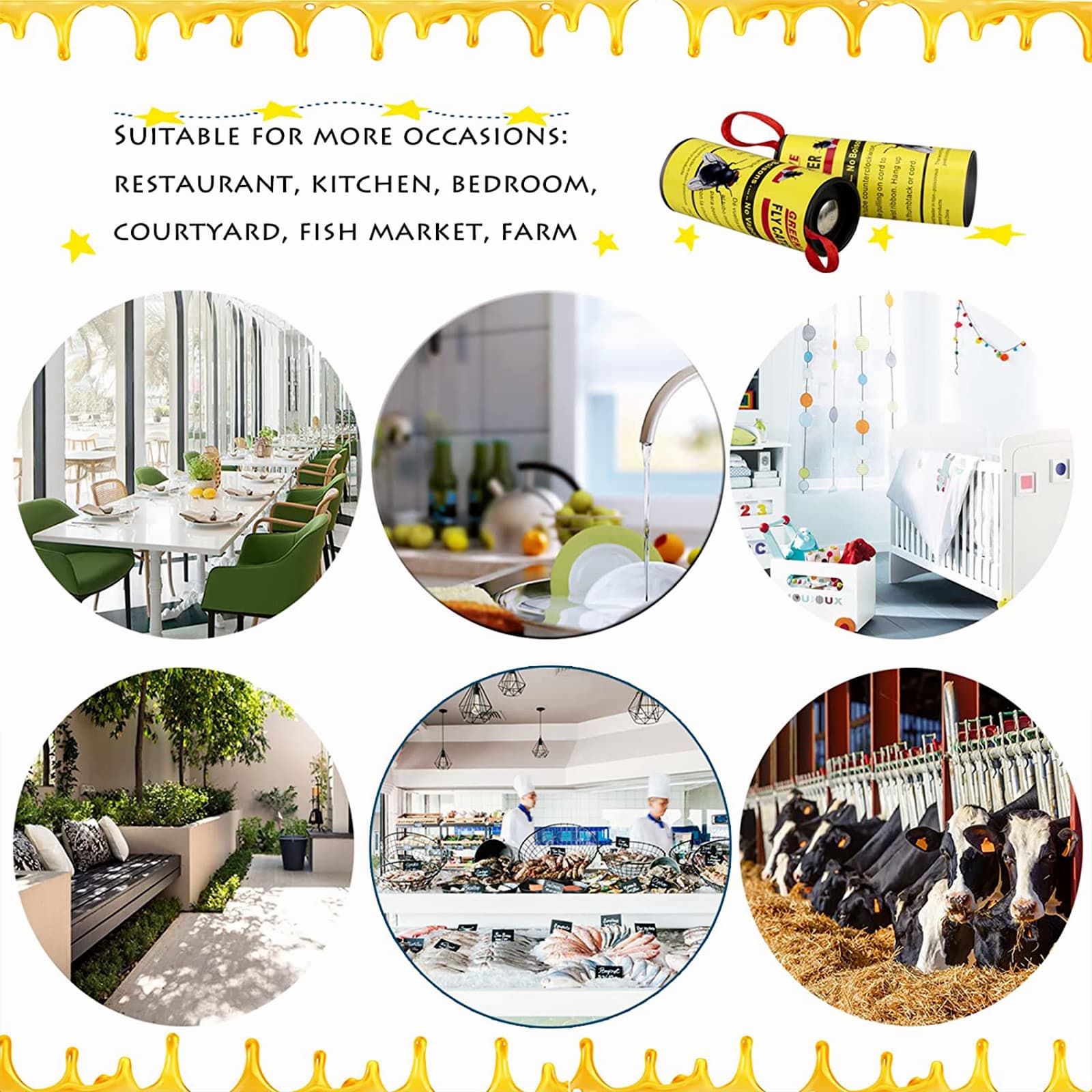 16 Rolls Fly Sticky Trap Paper Insect Bug Catcher Strip Fly Sticker Non Toxic 6