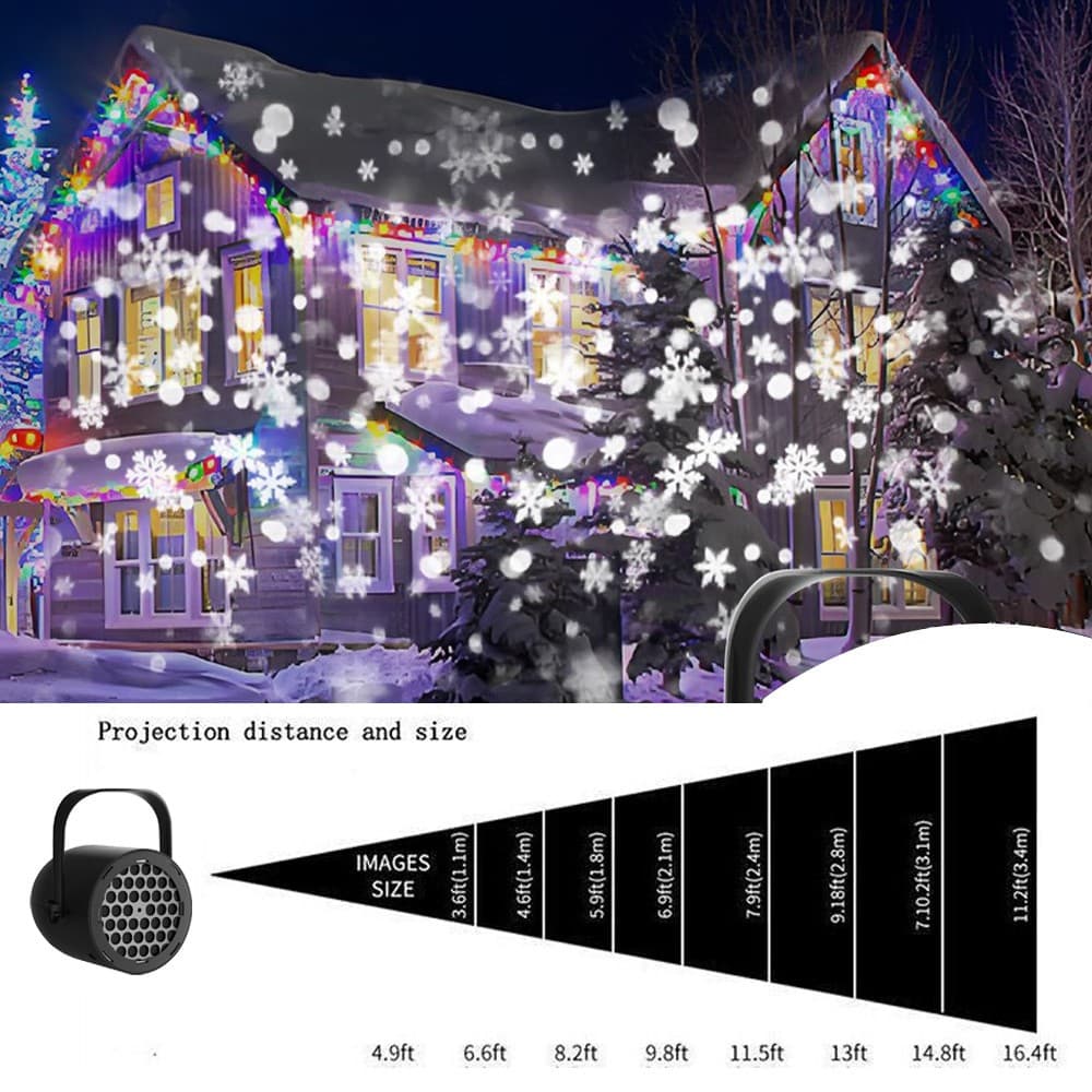 Christmas Snowflake Projector Indoor LED Moving Snowfall Show Lights Landscape 4