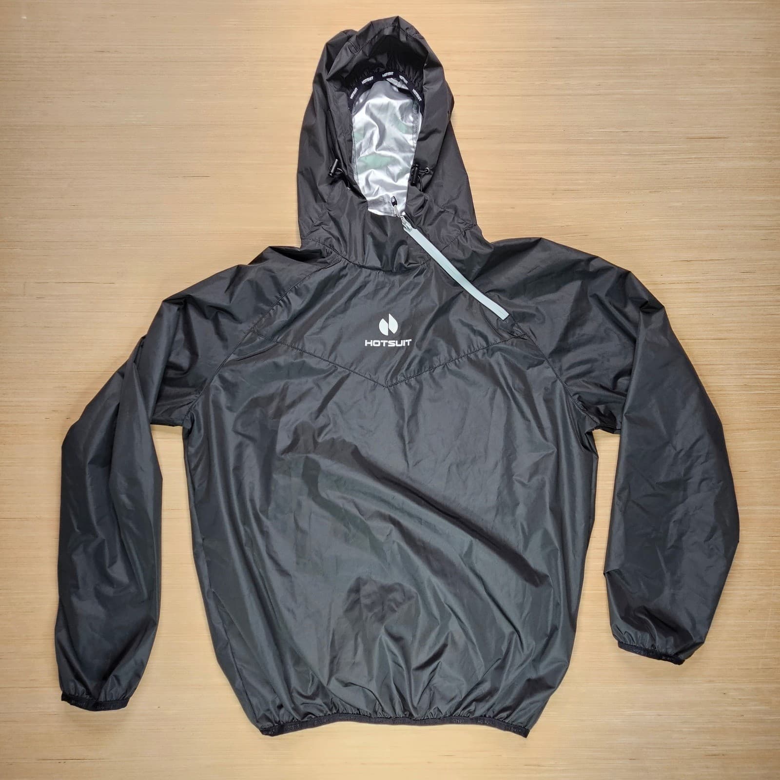 HOTSUIT Women's XL Sauna Suit Hooded Jacket Workout Fitness Gym Black 2