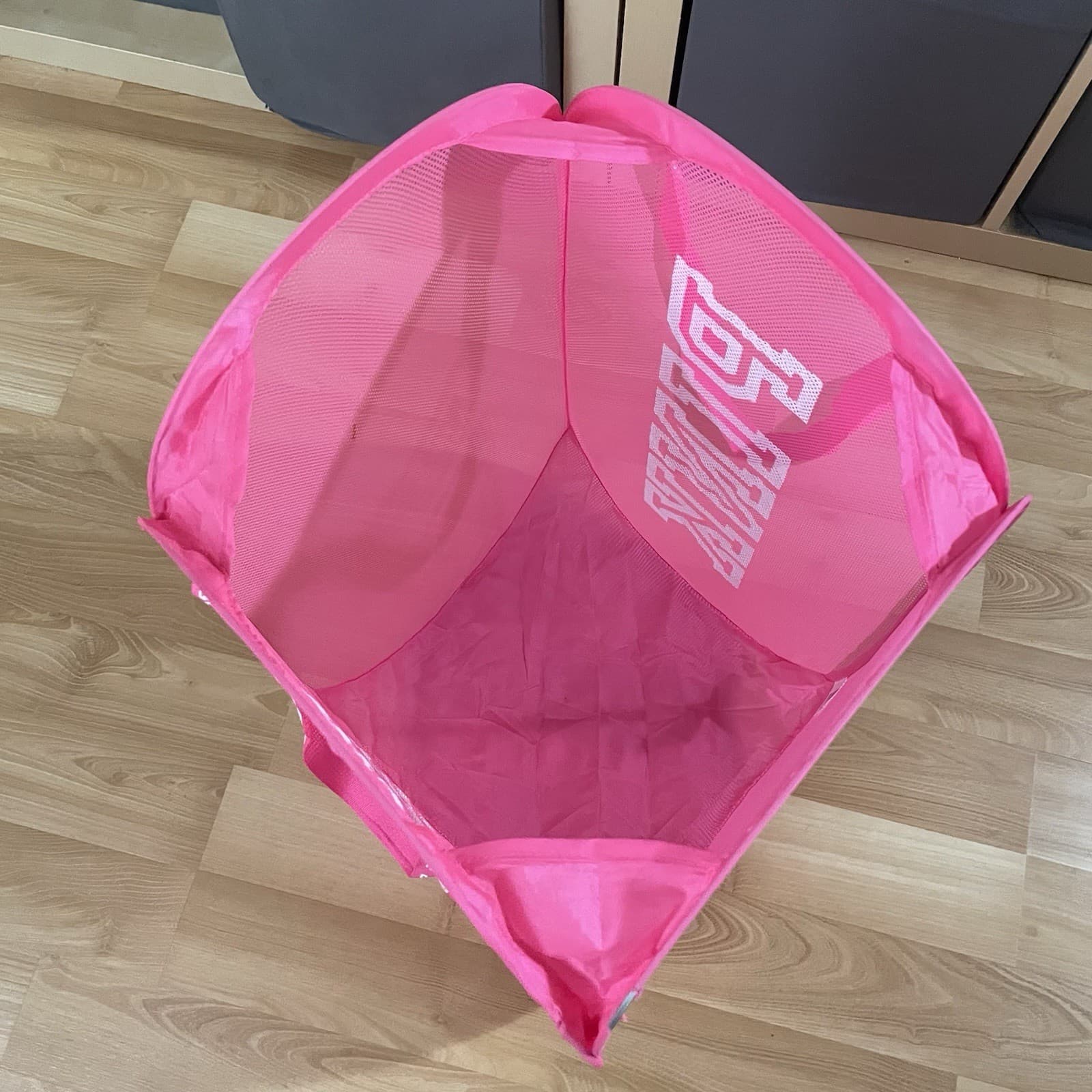 Victorias Secret PINK Pop-Up Mesh Laundry Hamper Basket Collapsable 25” Vintage 2