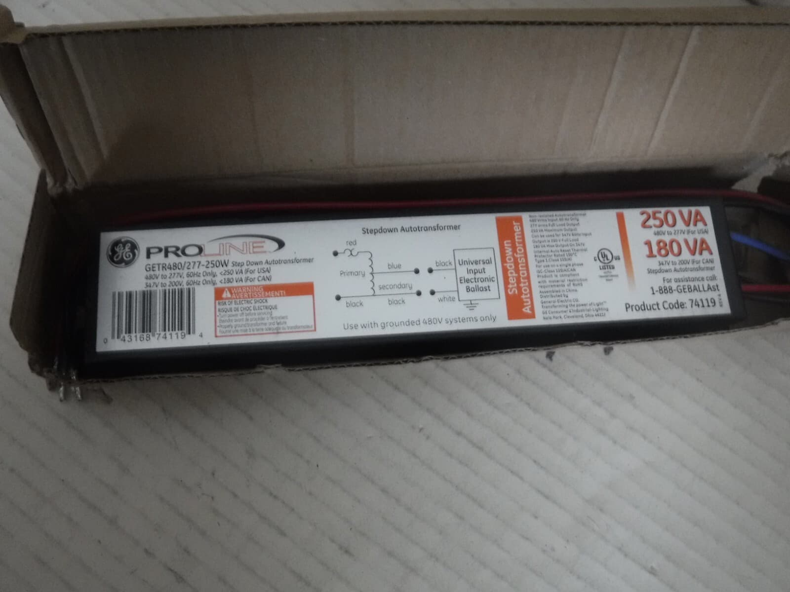 GE PROLINE GETR480/27-250W TRANSFORMER  NEW 4