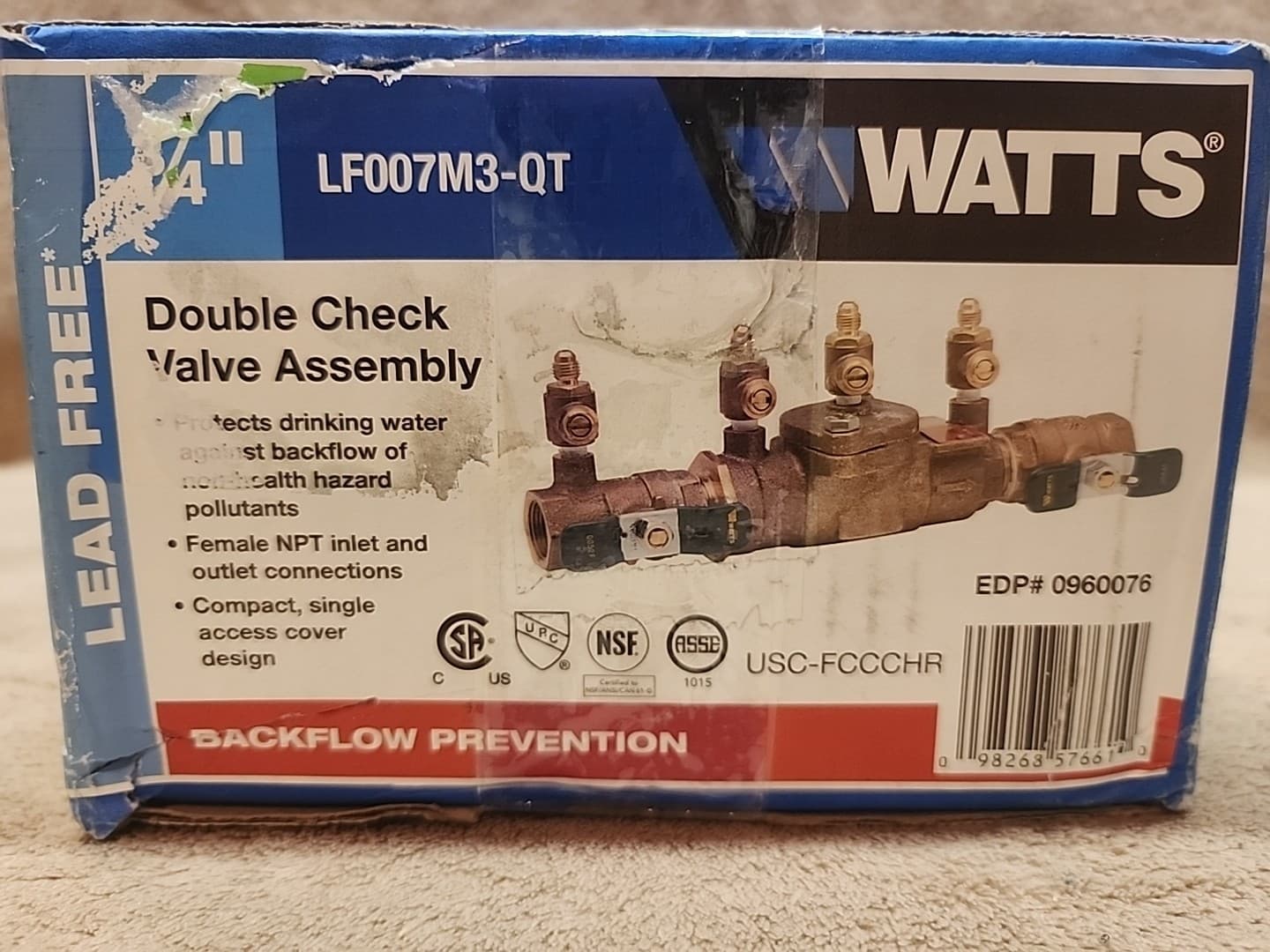 Watts Double Check Valve Assembly 3/4" LF007M3-QT Back Flow Prevention 4