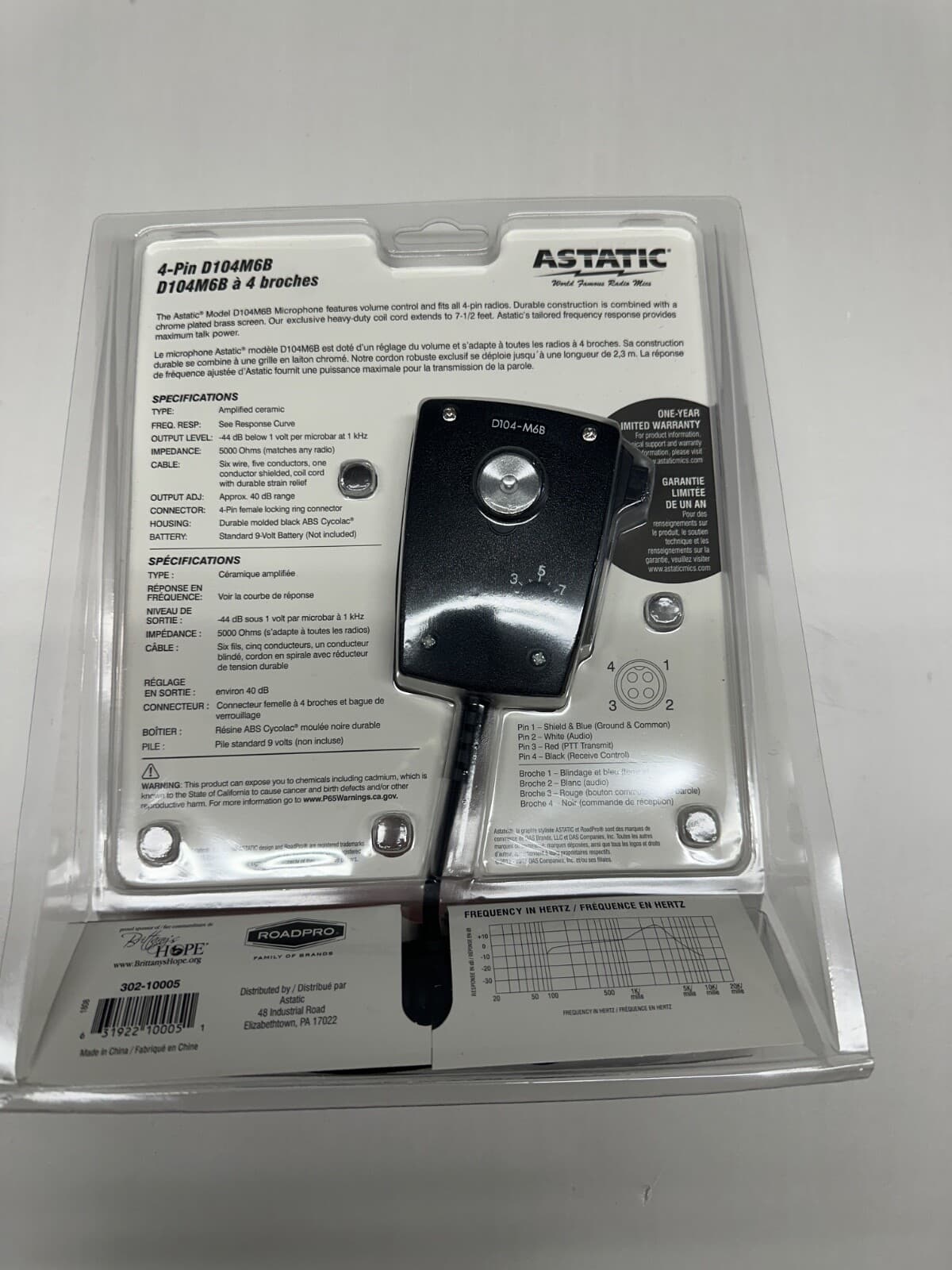 ASTATIC D104M6B CB Ham radio microphone 4-pin D104 mic Astatic Dealer NEW 2