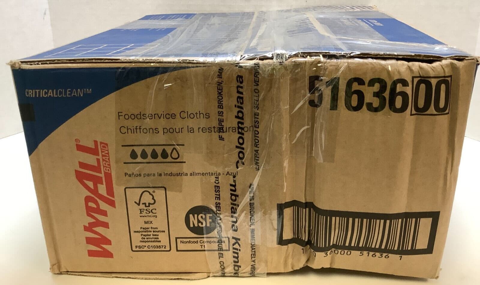 WypAll (51636) CriticalClean Fabric Food Service Cloths 23.5" x 12.5" Blue 200ct 4