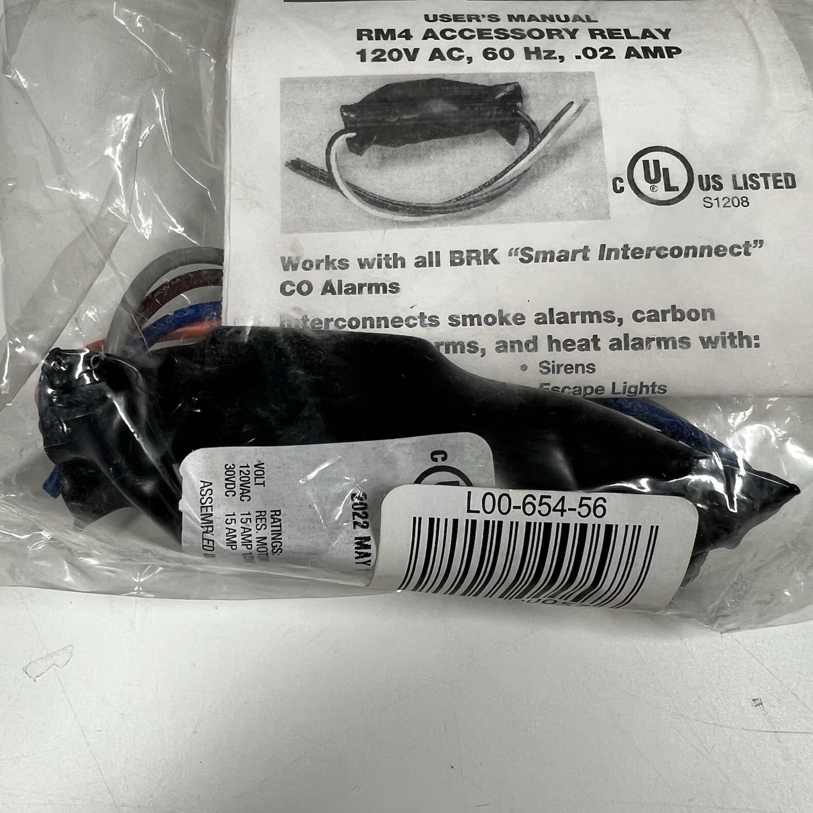 BRK First Alert RM4 Accessory Relay 120v, 60 Hz, .02 Amp For CO Alarm New Sealed 3