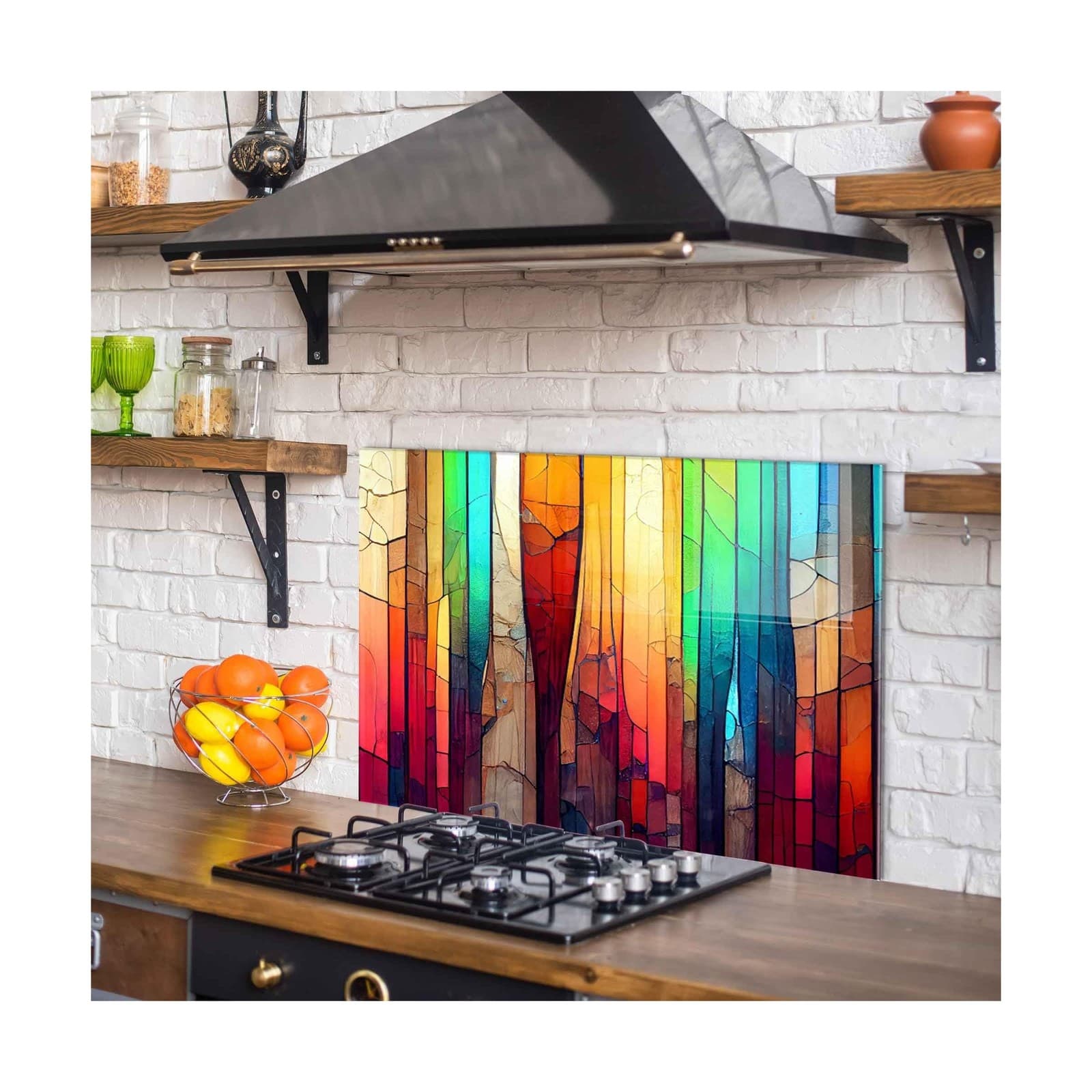Tempered Glass Kitchen Backsplash, Stove Back Top Cover, Glass Splashback, Cu...