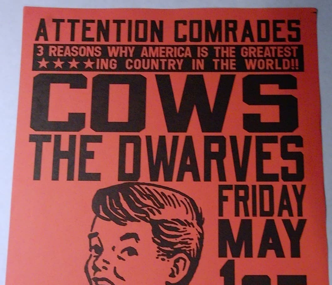 Cows w/ The Dwarves Poster 1998 Original La Luna Portland OR Concert Show Flyer 2