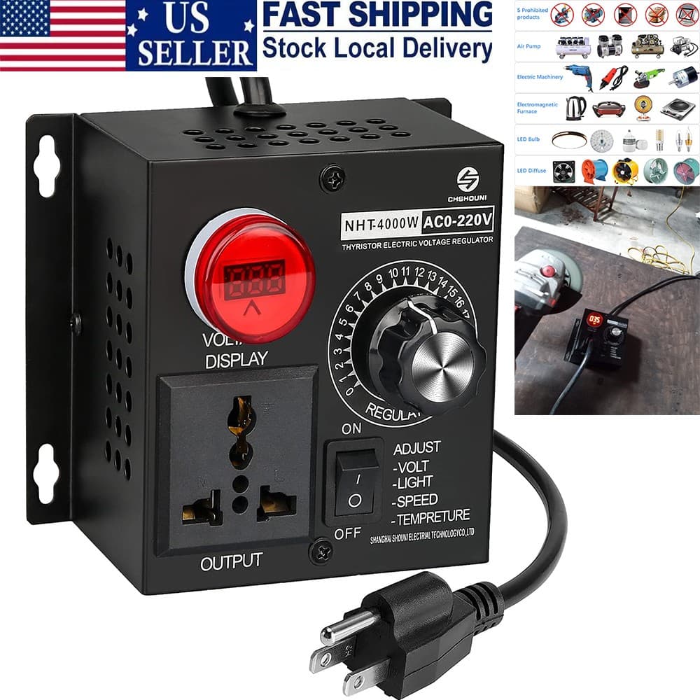 Electric Motor Variable Speed Controller - 120V~220V 15A 4000W AC Motor Speed US