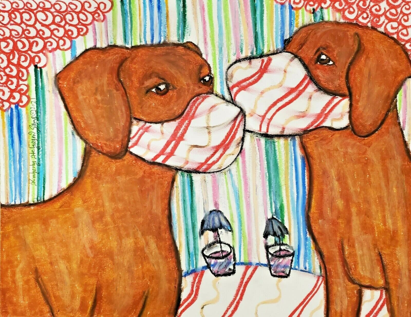 VIZSLA Quarantine 11x14 Art Print of Painting Signed by Artist KSams Hungarian