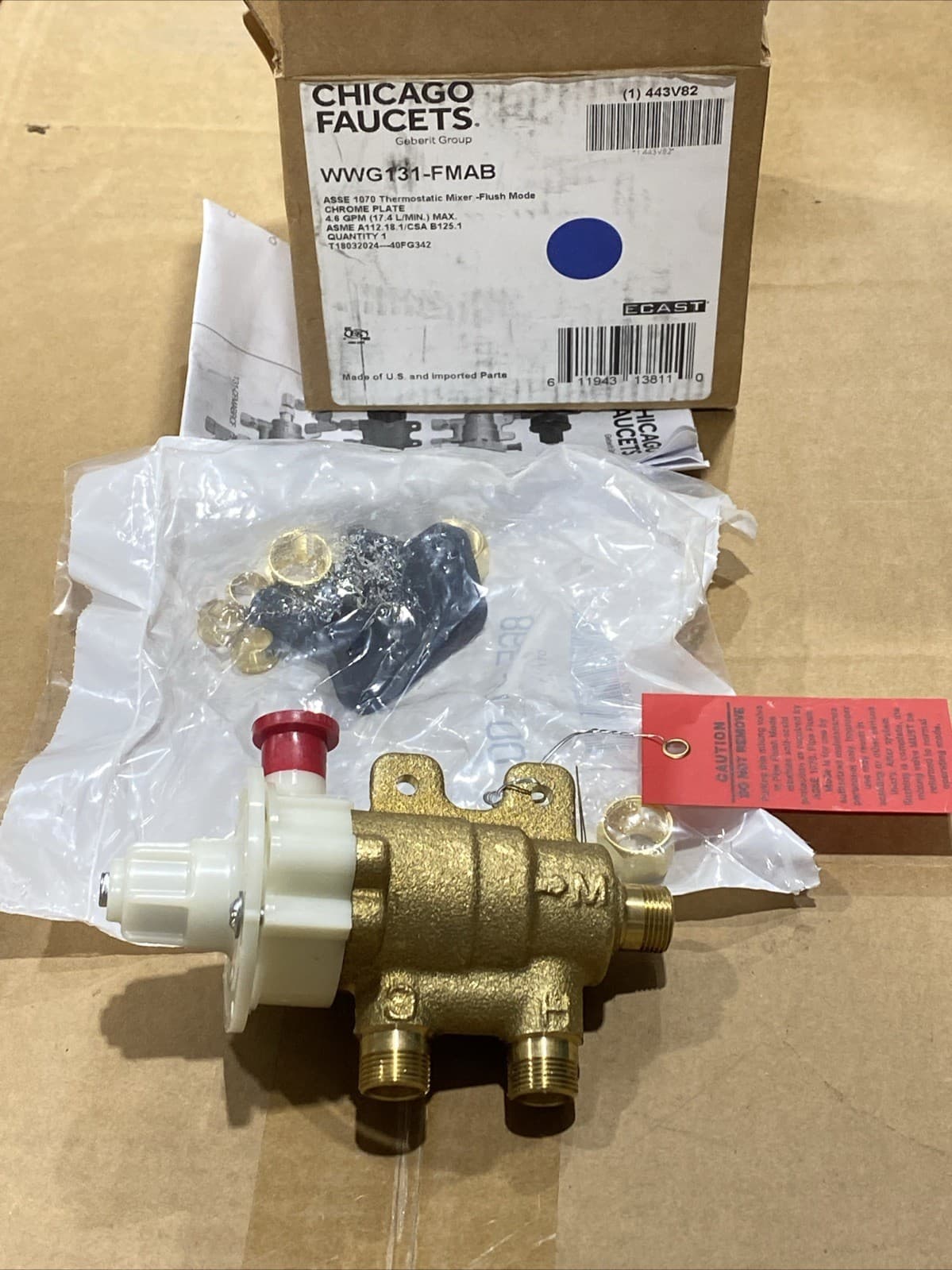 Chicago Faucet 131-Fmab Thermostatic Mixing Valve,4.6 Gpm New