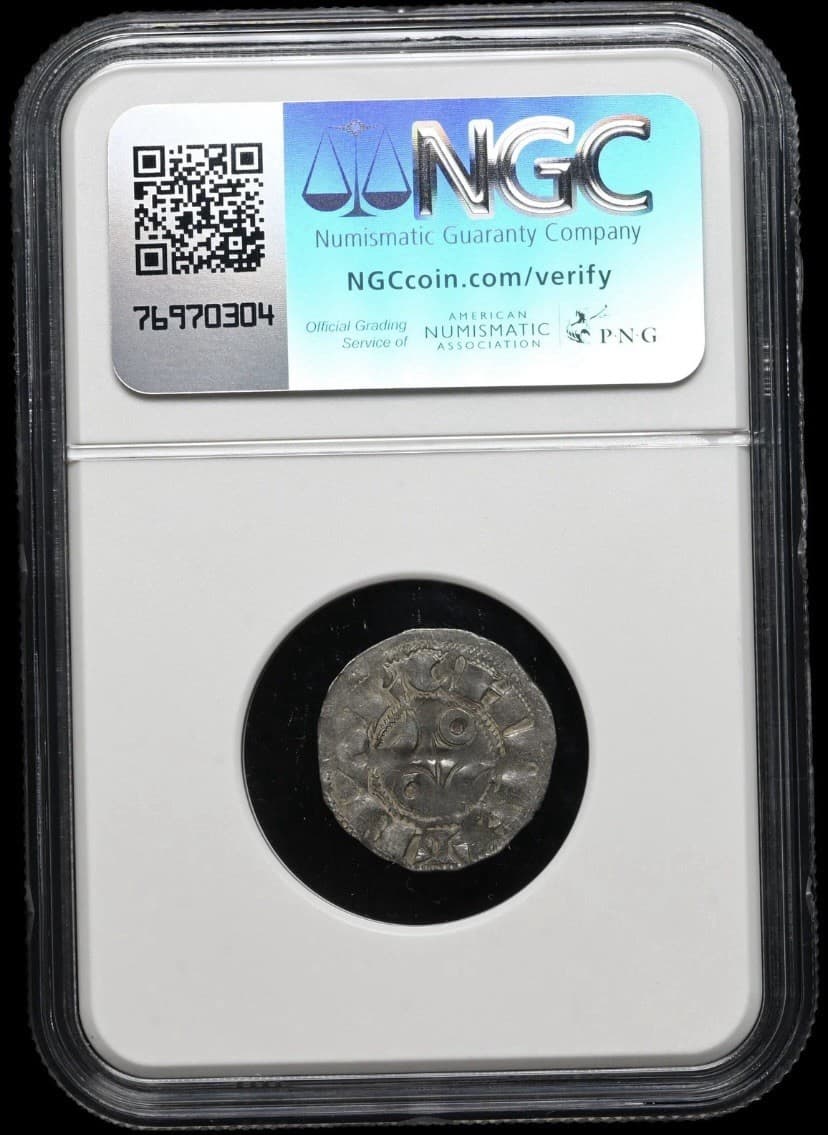 NGC XF40. FRANCE 1199-1249 AD, La Marche Hugh IX-X Louis IV Silver Medieval Coin 4