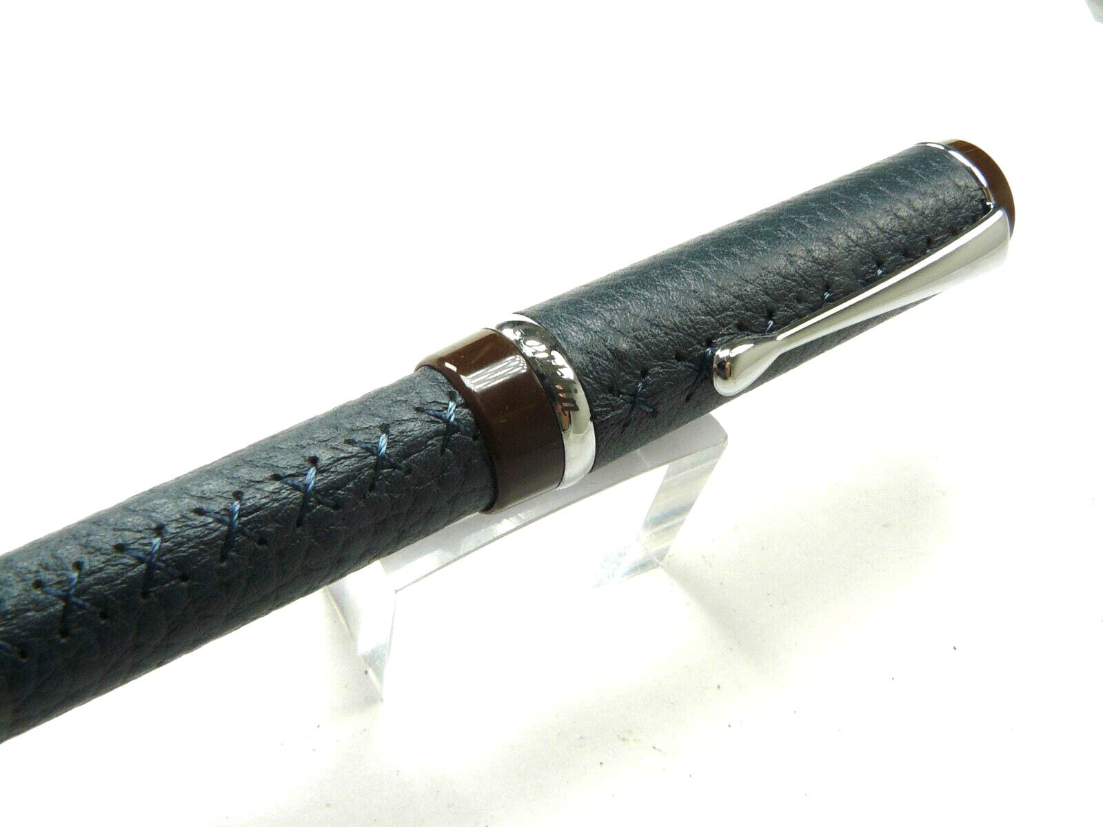 Conklin Duragraph Savoy Blue Leather & Brown Fountain Pen Fine Nib NEW/BOX 5