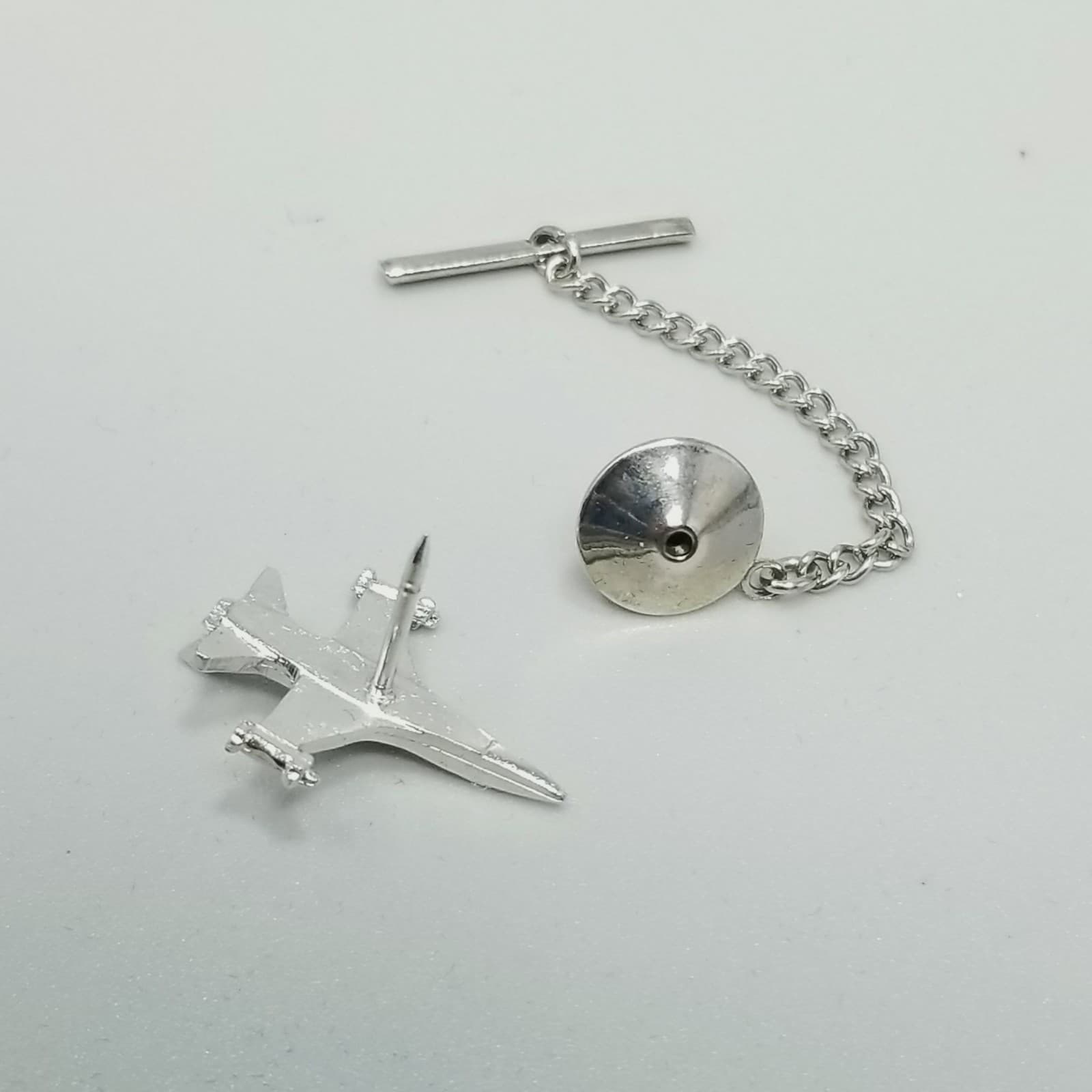 Vintage F16 General Dynamics Fighter Jet Lapel Tie Pin Brooch Silver Tone in Box 4