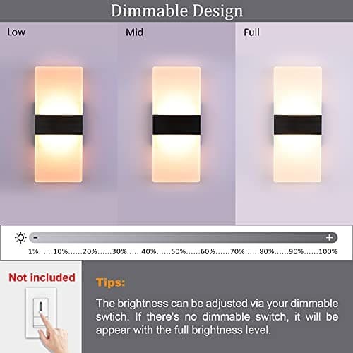  Modern Wall Sconce Dimmable Sconce Wall Lighting 12W Black Indoor 1-warm white 2