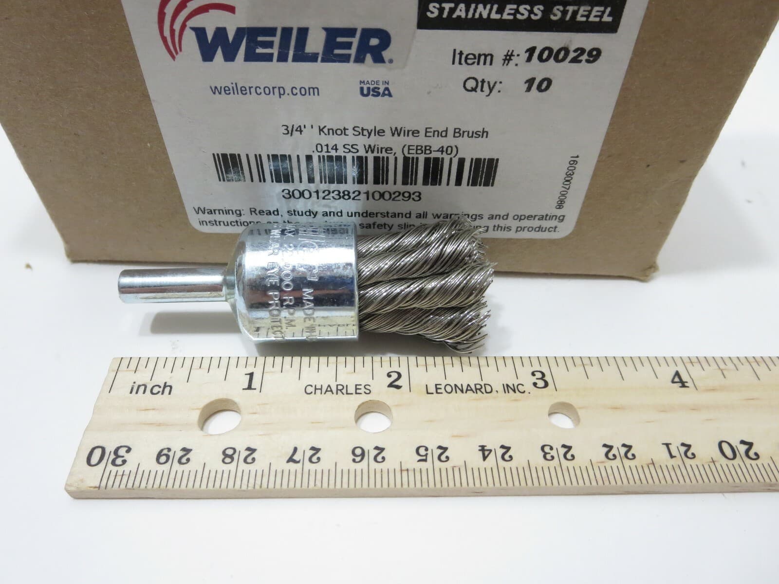 WEILER 10029 3/4" .014 SS Knot Wire End Brush 10-PACK 3/4 Diam. 22KRPM USA 4
