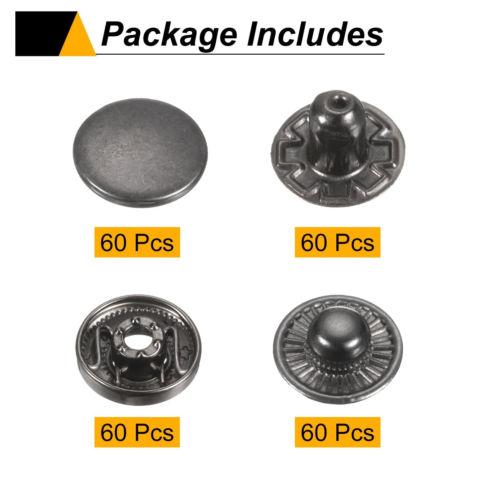 60Set Press-Stud Cap Button 15mm Metal Snap Fastener for Leathers, Gun 3