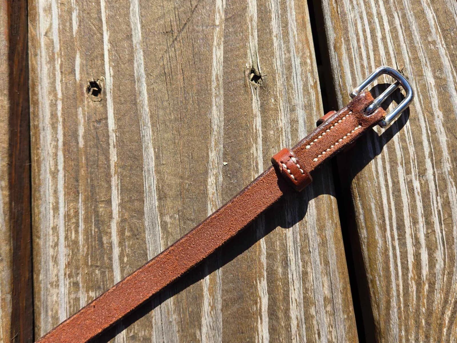 CWD Brown Leather SINGLE Cheekpiece - Bridle Replacement Part - 12" L 5