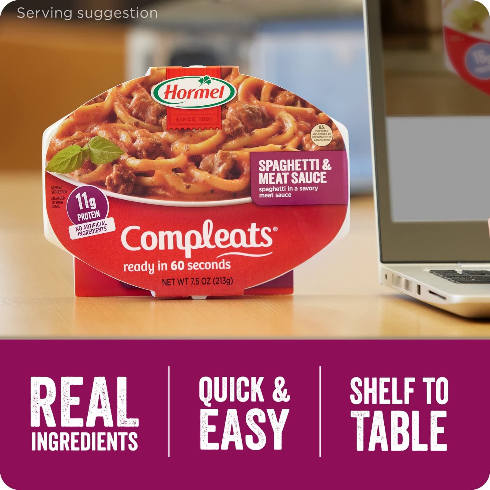 	HORMEL COMPLEATS Spaghetti & Meat Sauce Tray 7.5 oz 7-Pack	 3