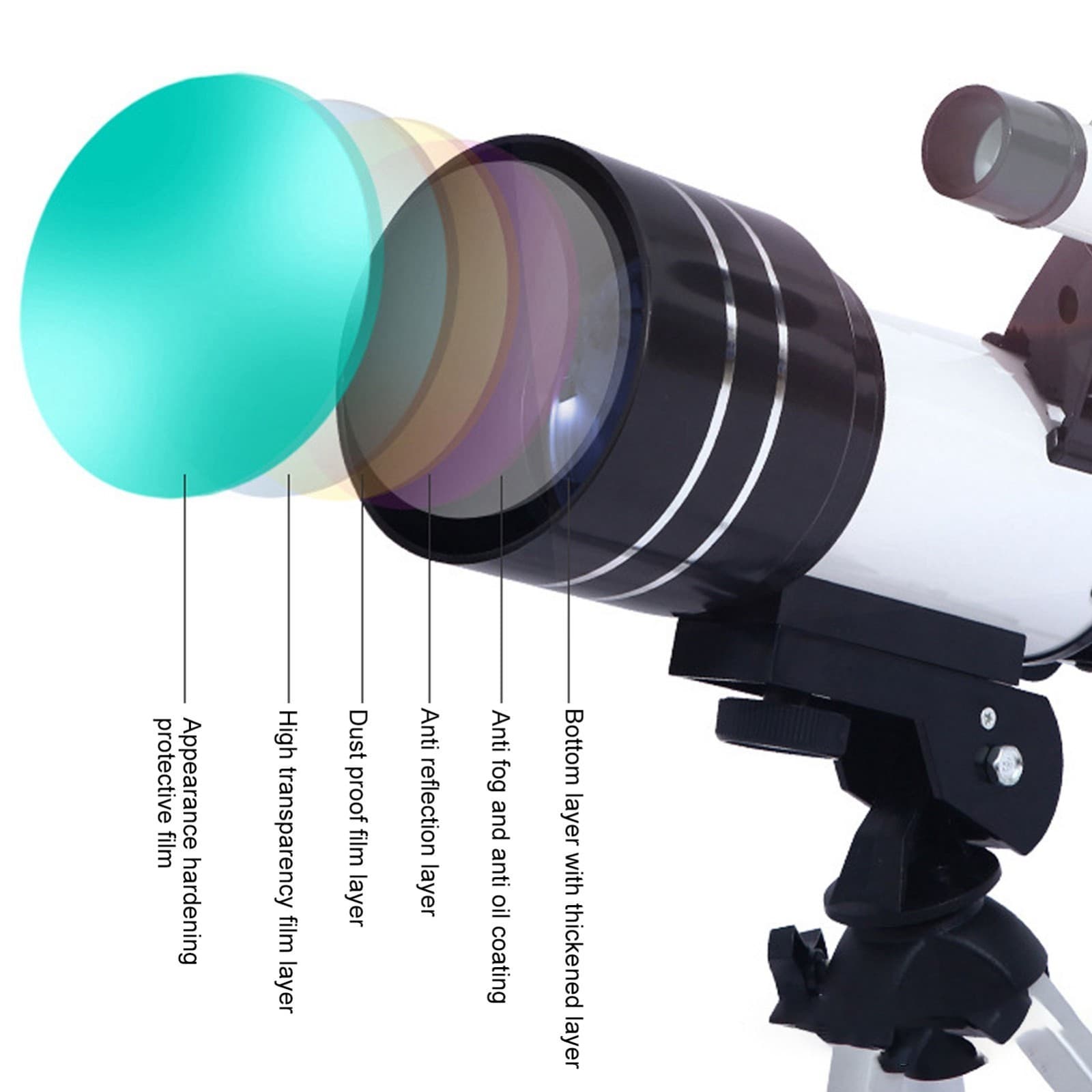 Beginners Astronomical Telescope 70mm Aperture 300mm F Length for Adults Travel 5