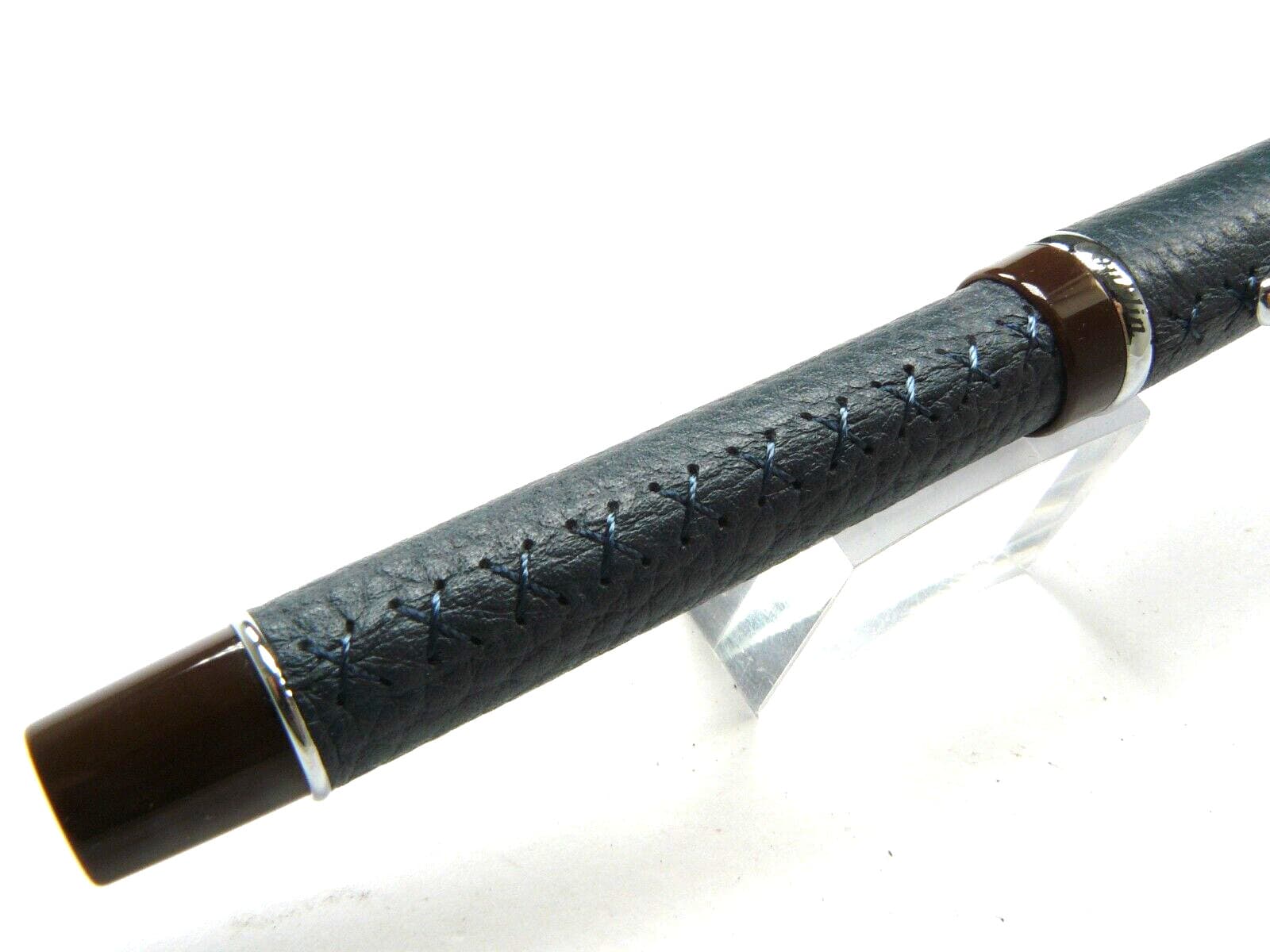 Conklin Duragraph Savoy Blue Leather & Brown Fountain Pen Fine Nib NEW/BOX 6