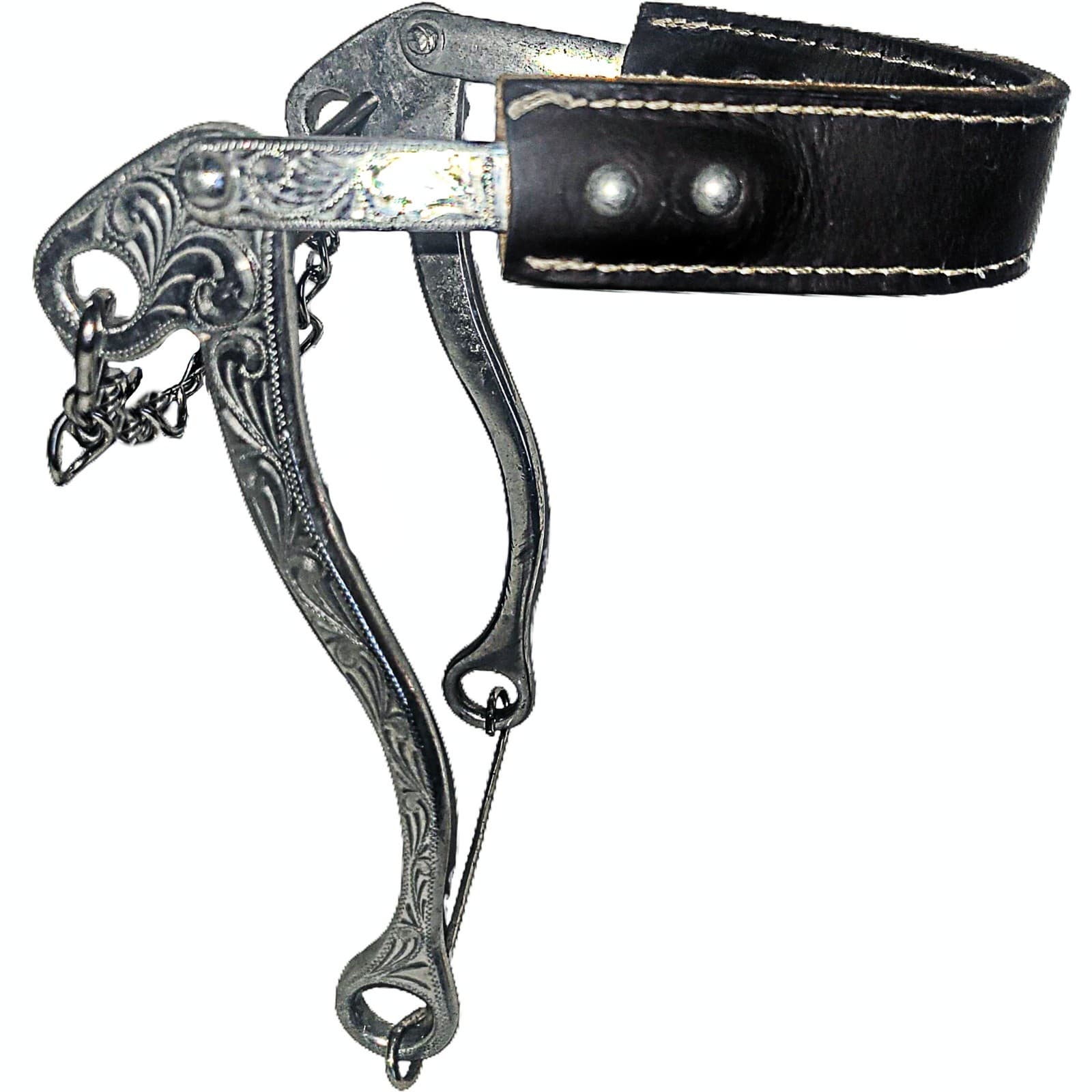 Engraved Aluminum Leather Noseband Unmarked Mechanical Roping Gaming Hackamore 5