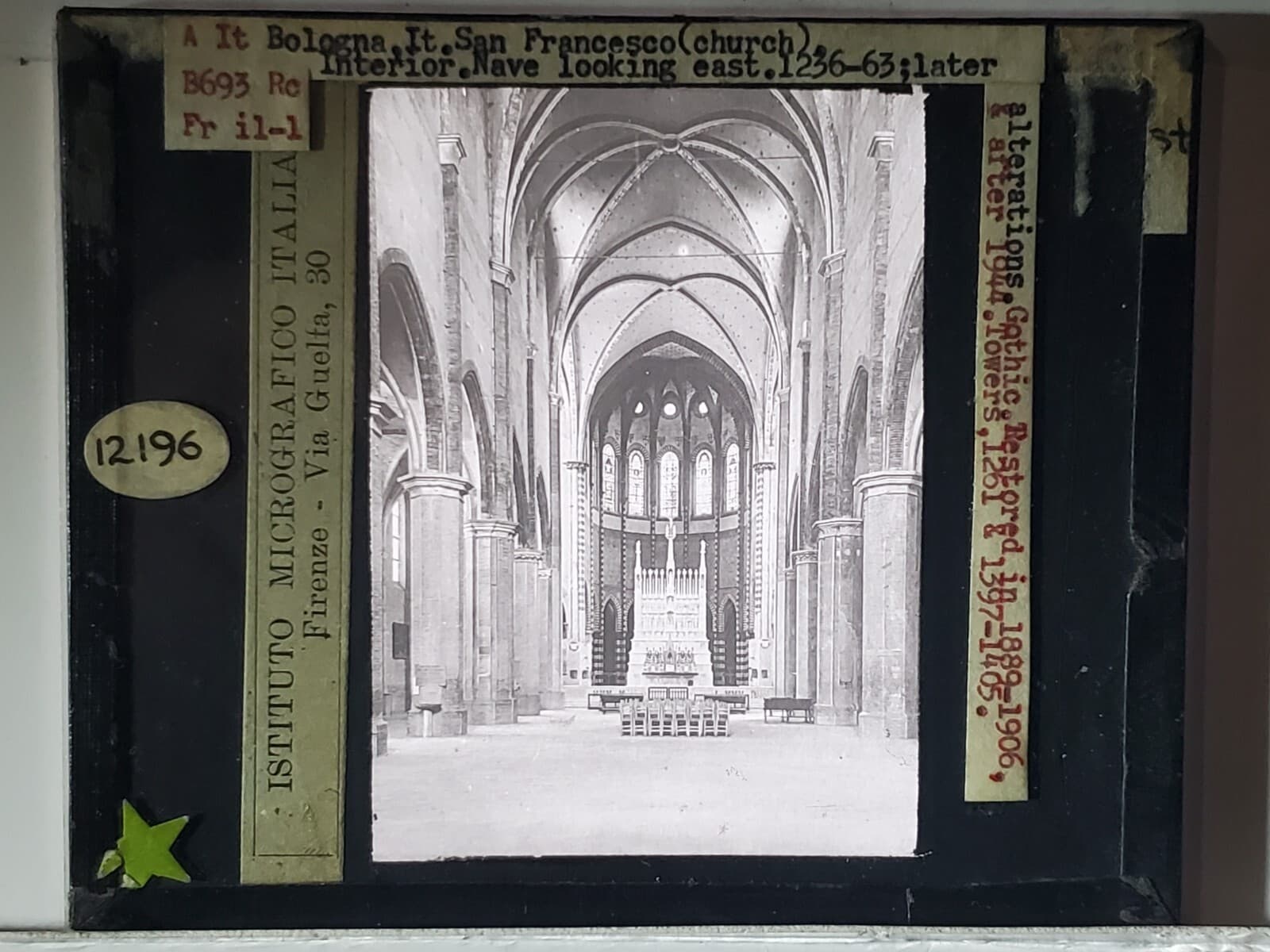 Nave, San Francesco Church, Bologna, Italy, Magic Lantern Glass Slide 3