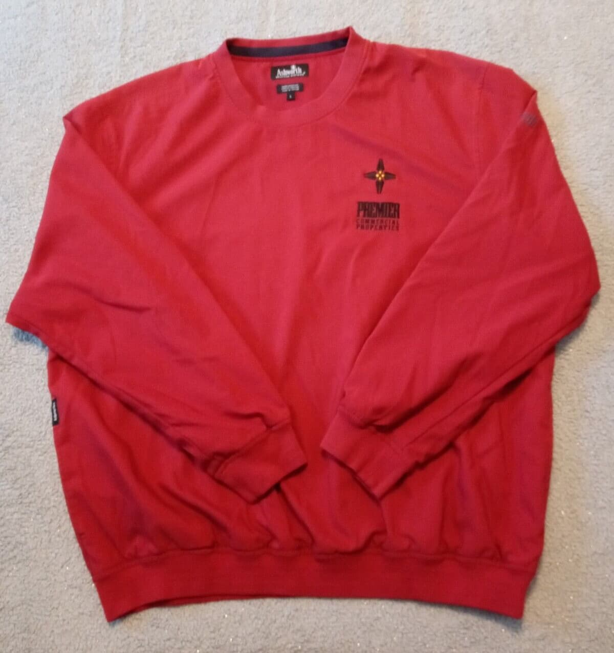 Men's ASHWORTH Weather Systems red LS water resistant pullover jacket size L NEW