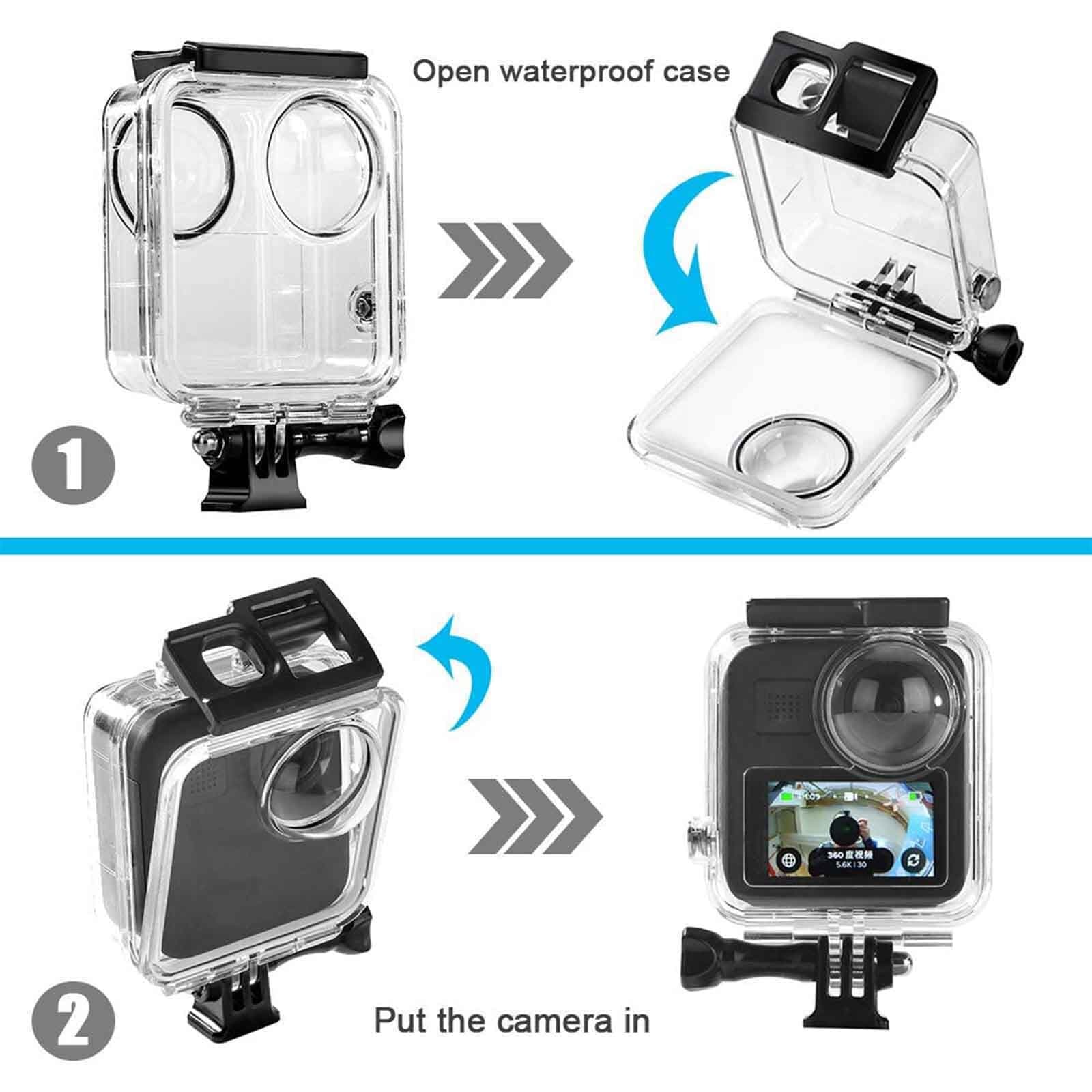 45M Underwater Waterproof Protective Housing Case Cover for GoPro Max Camera 5