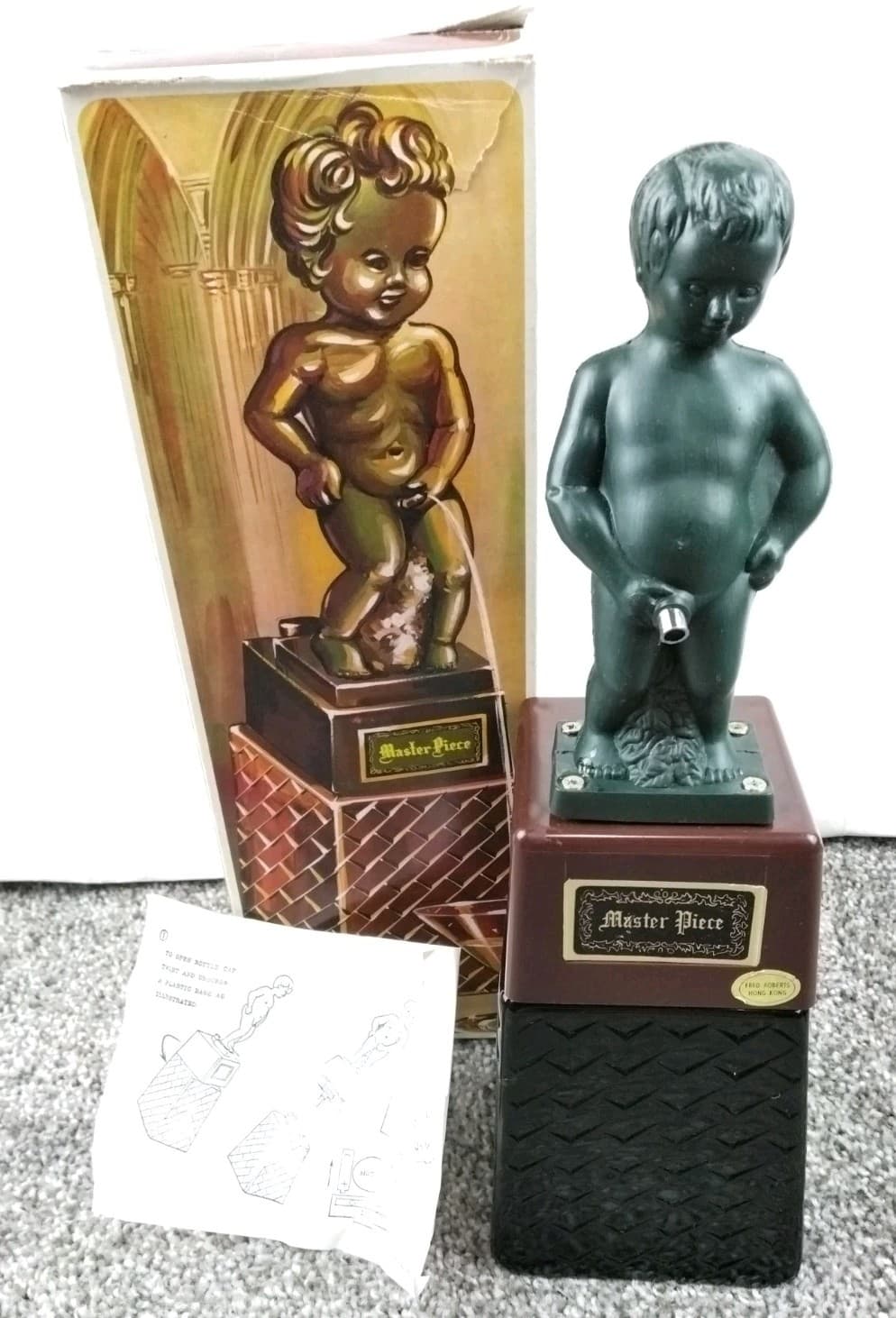 Vintage Master Piece Liquor Alcohol Dispenser Peeing Statue W/ Box Works Novelty