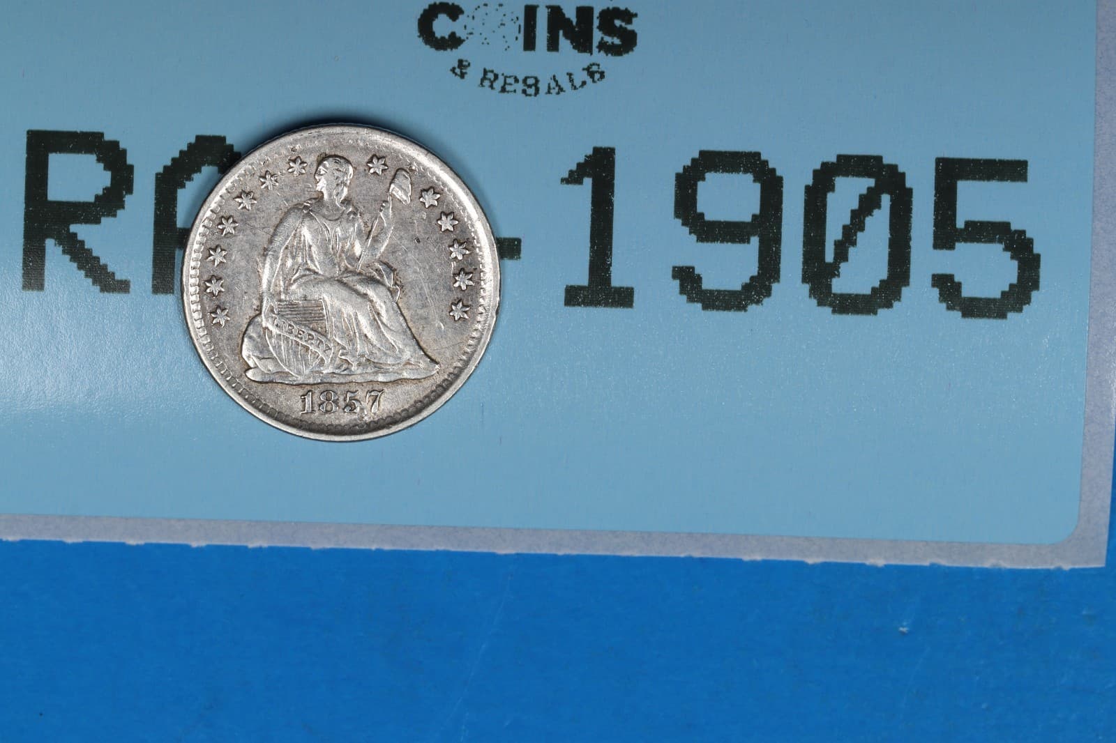 1857 H10C SEATED LIBERTY SILVER HALF DIME Early US Type RAW-1905