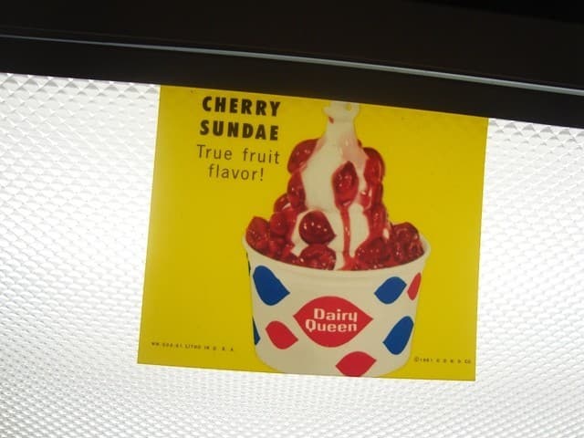 Circa 1961 Dairy Queen, DQ Lighted Sign Insert, CHERRY SUNDAE, Yellow Version 2