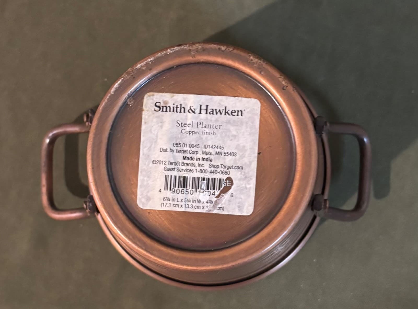 Smith & Hawken Copper Finish Planters with Handles Bucket Vase Set Of 2 2