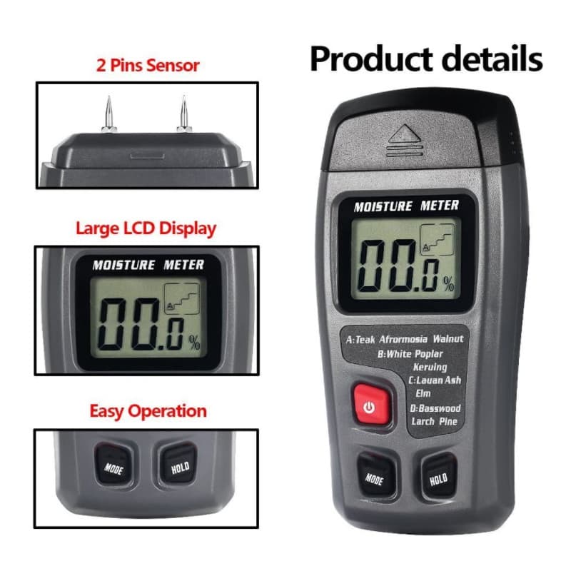 Digital LCD Wood Moisture Meter Detector Tester Wood Firewood Paper Cardboard 6