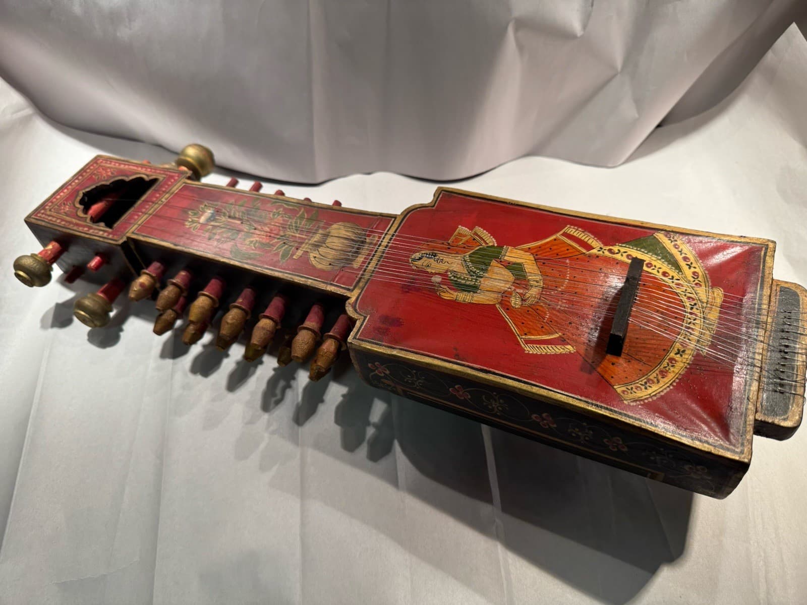 Antique Hand Painted Sindhi Sarangi Indian Rajasthani Instrument 4