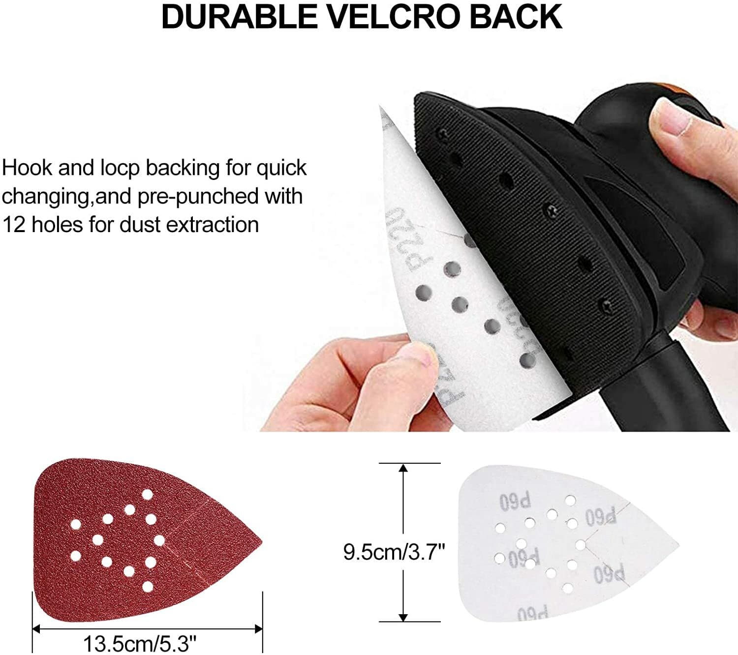 Mouse Sanding Pads Hook Loop Sandpaper 120 Grit for Black+Decker Detail Sander 3