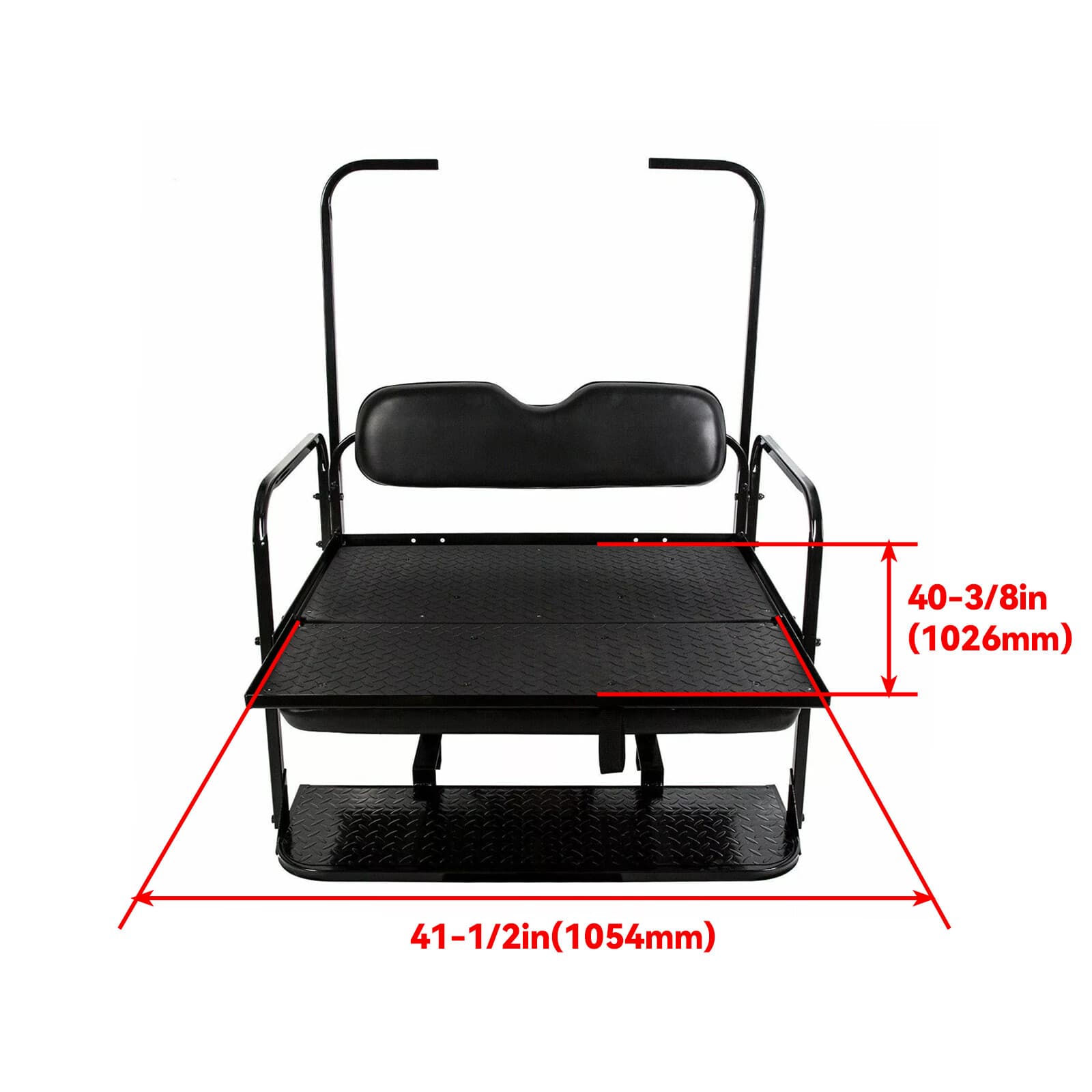 For EZGO TXT 1995-up Rear Flip Seat Kit with Fold Down Pad Black Cushions 2