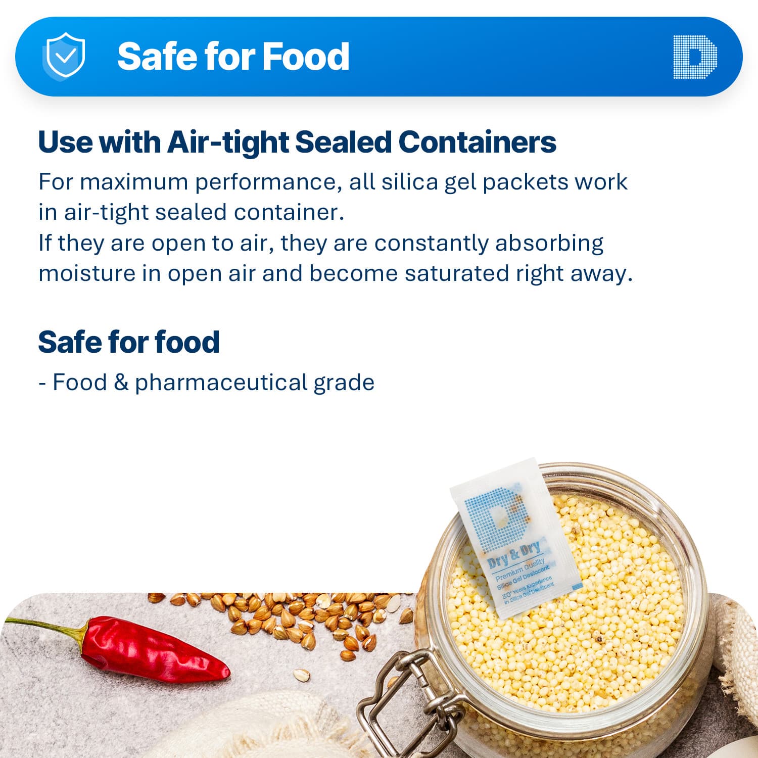 2 gram X 6000 PK "Dry & Dry" Food Grade Orange Indicating Silica Gel Packets 3