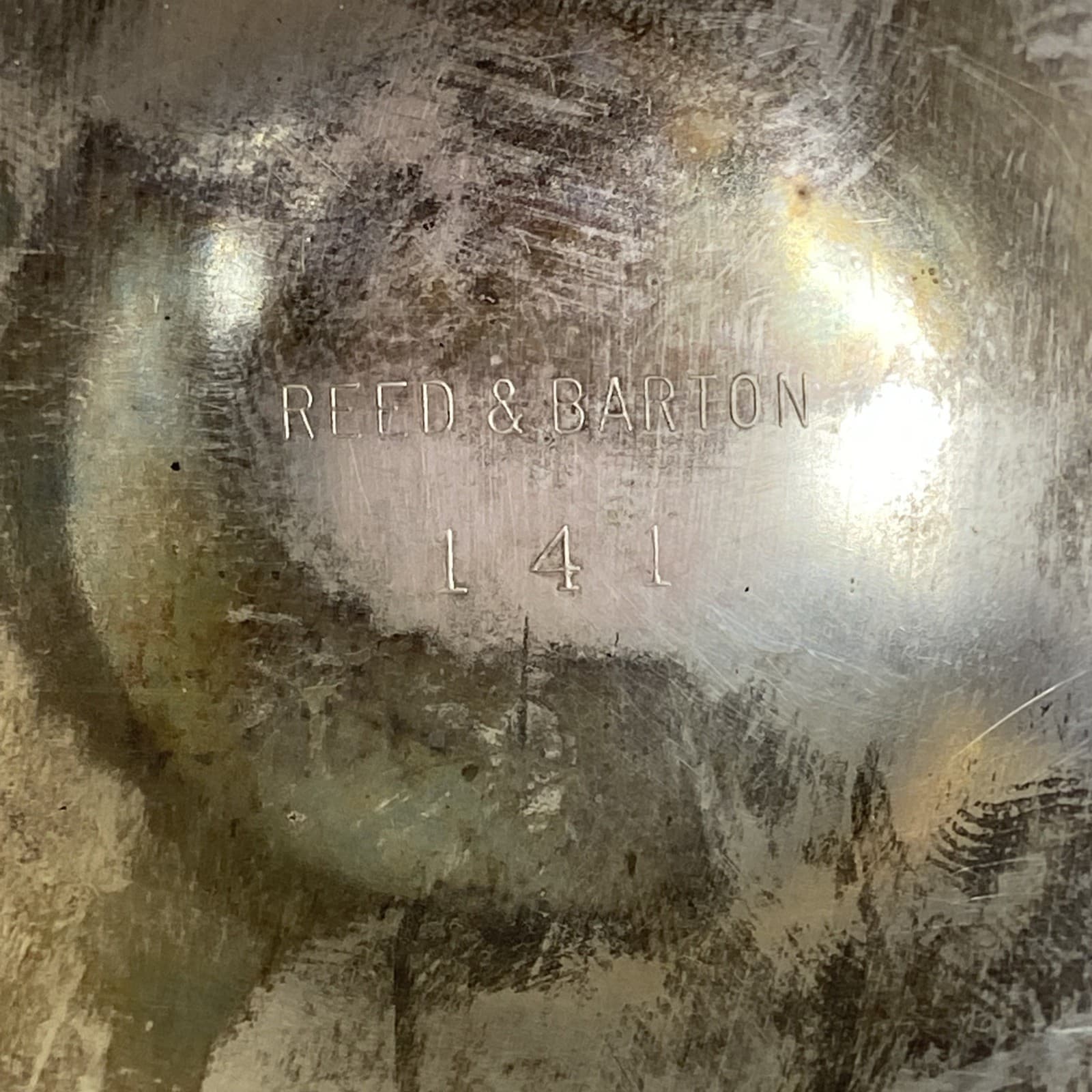 Vintage Reed & Barton Silver Plate Pedestal 141 Green Enamel Round Dish 7" 6