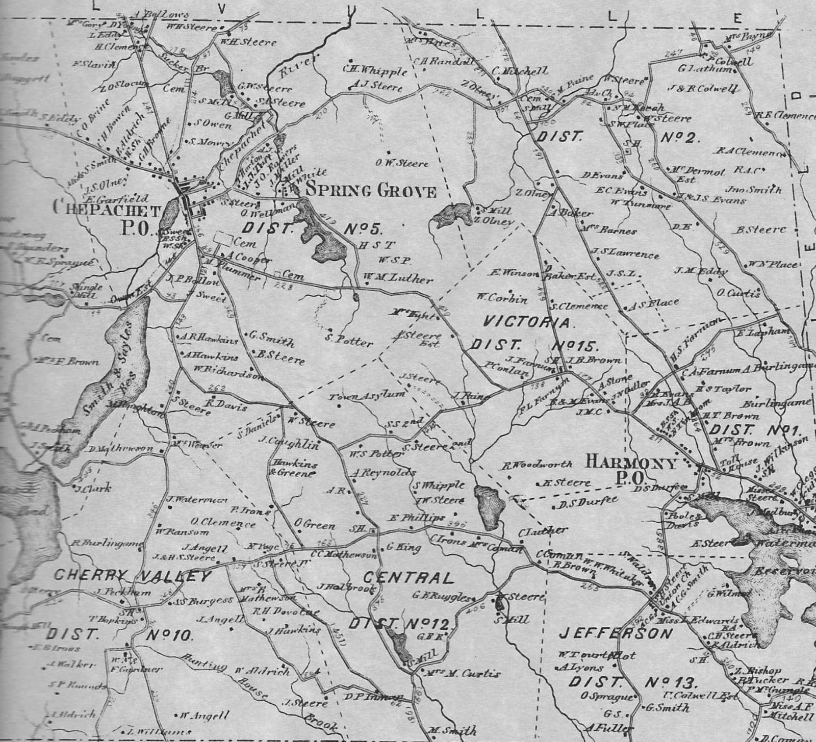 Glocester Chepachet Harmony RI 1870 Maps with Homeowners Names Shown 2