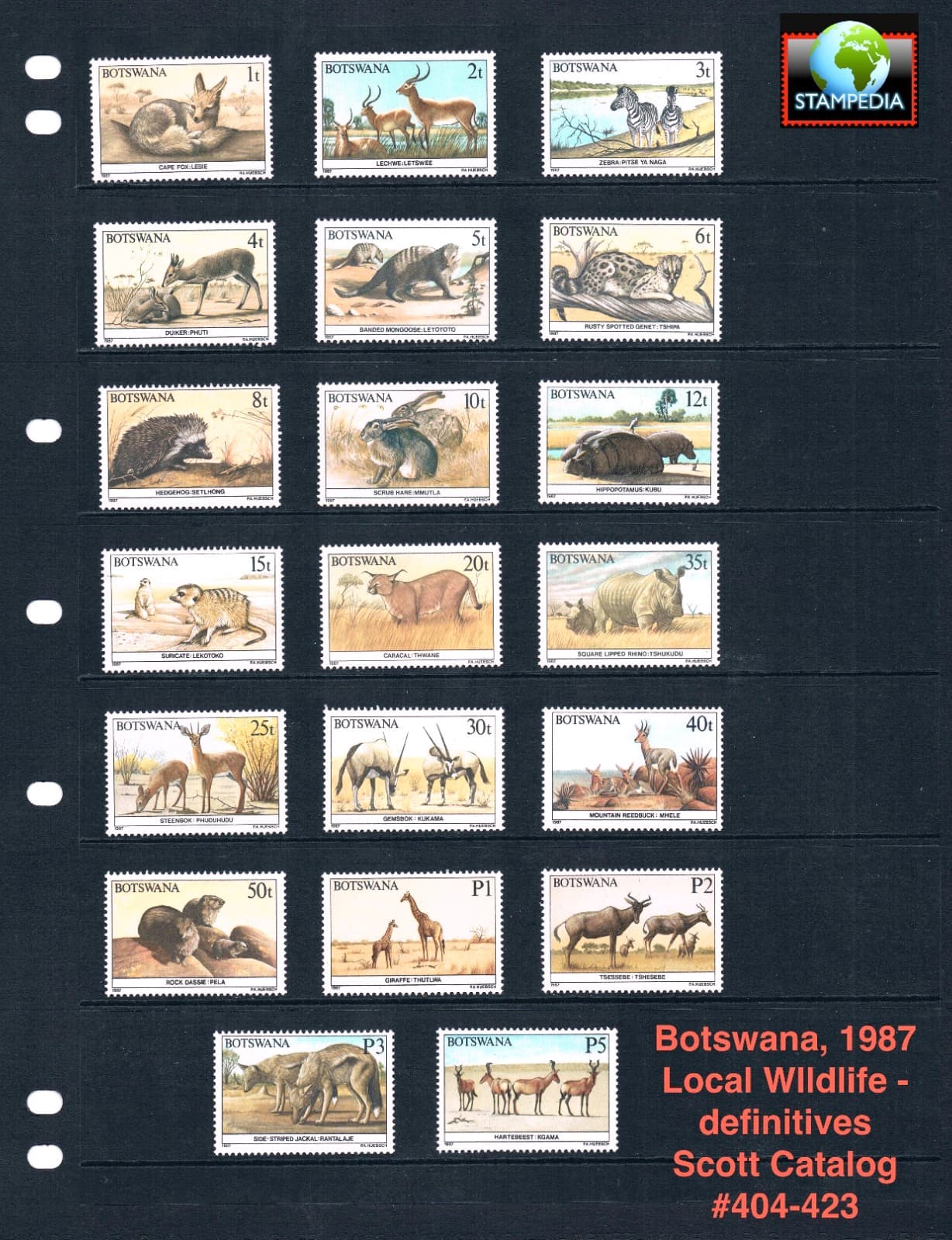 $44.65 Scott Value - 1987 BOTSWANA African Wildlife definitives CV MNH NH UMM