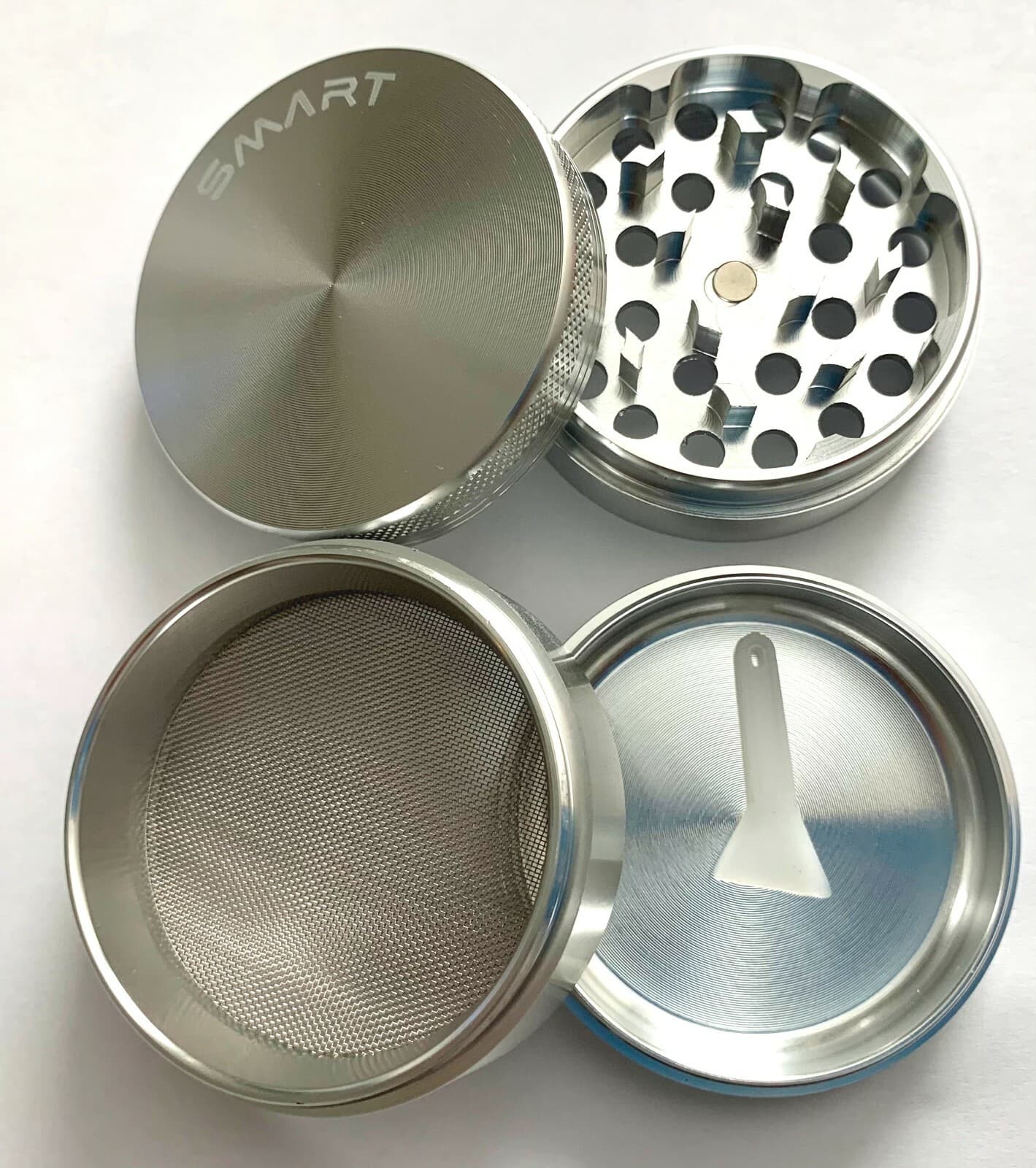 4 layer 56mm Aluminum Smoke Chromium Crusher Tobacco Herb Spice Grinder Silver